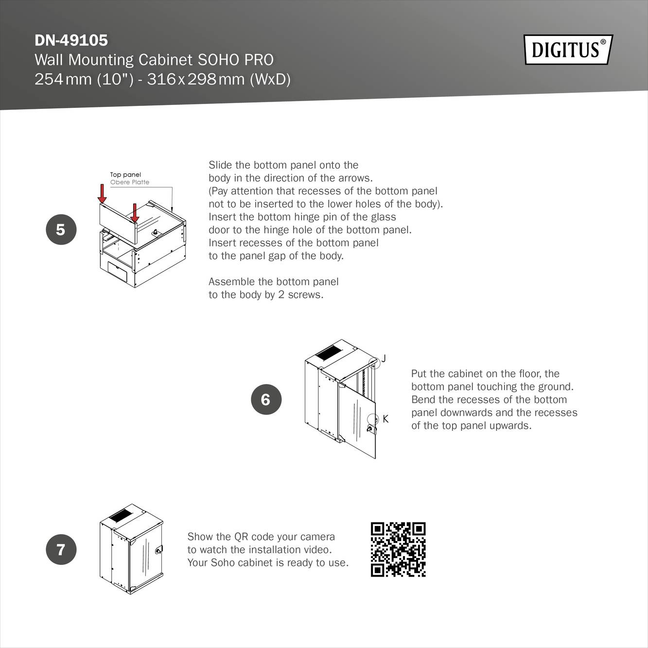 Digitus DN-49105 10 Zoll Wandgehäuse 12 HE Schwarz, Schwarz (RAL 9005)