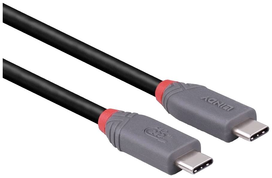 Zwei USB-C-Kabel mit grauen Steckern und roten Ringen zum Datentransfer und Laden von Geräten.