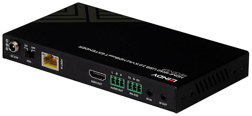 LINDY Cat.6 HDMI 4K60, IR, RS232 & Audio HDBaseT KVM Extender, Receiver HDBaseT HDBaseT Extender (Empfänger) über Netzwerkkabel