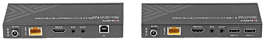 LINDY Cat.6 HDBaseT KVM Extender HDMI®, Infrarot, USB-A (USB 2.0) HDBaseT Extender Set (Sender + Em