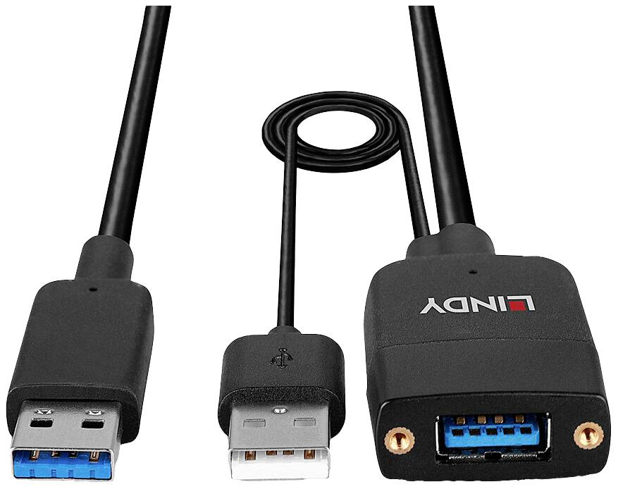 USB-Verlängerungskabel, 1,5 Meter, mit USB 3.0-Stecker auf USB 3.0-Buchse, Marke LINDY, geeignet für schnelle Datenübertragung.