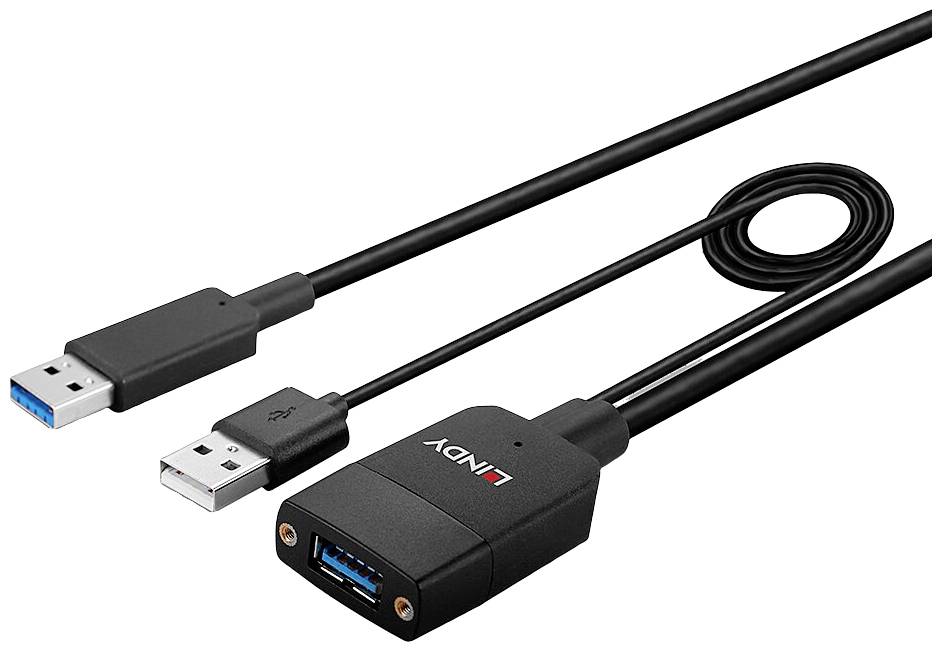 USB-Verlängerungskabel mit männlichem und weiblichem Anschluss; ermöglicht längere Verbindungen zwischen Geräten mit USB-Ports.