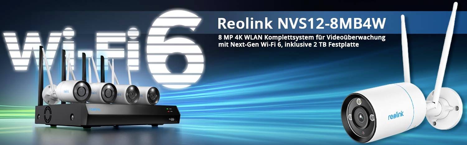 Reolink NVS12-8MB4W WLAN IP-Überwachungskamera-Set 12-Kanal mit 4 Kameras 3840 x 2160 Pixel