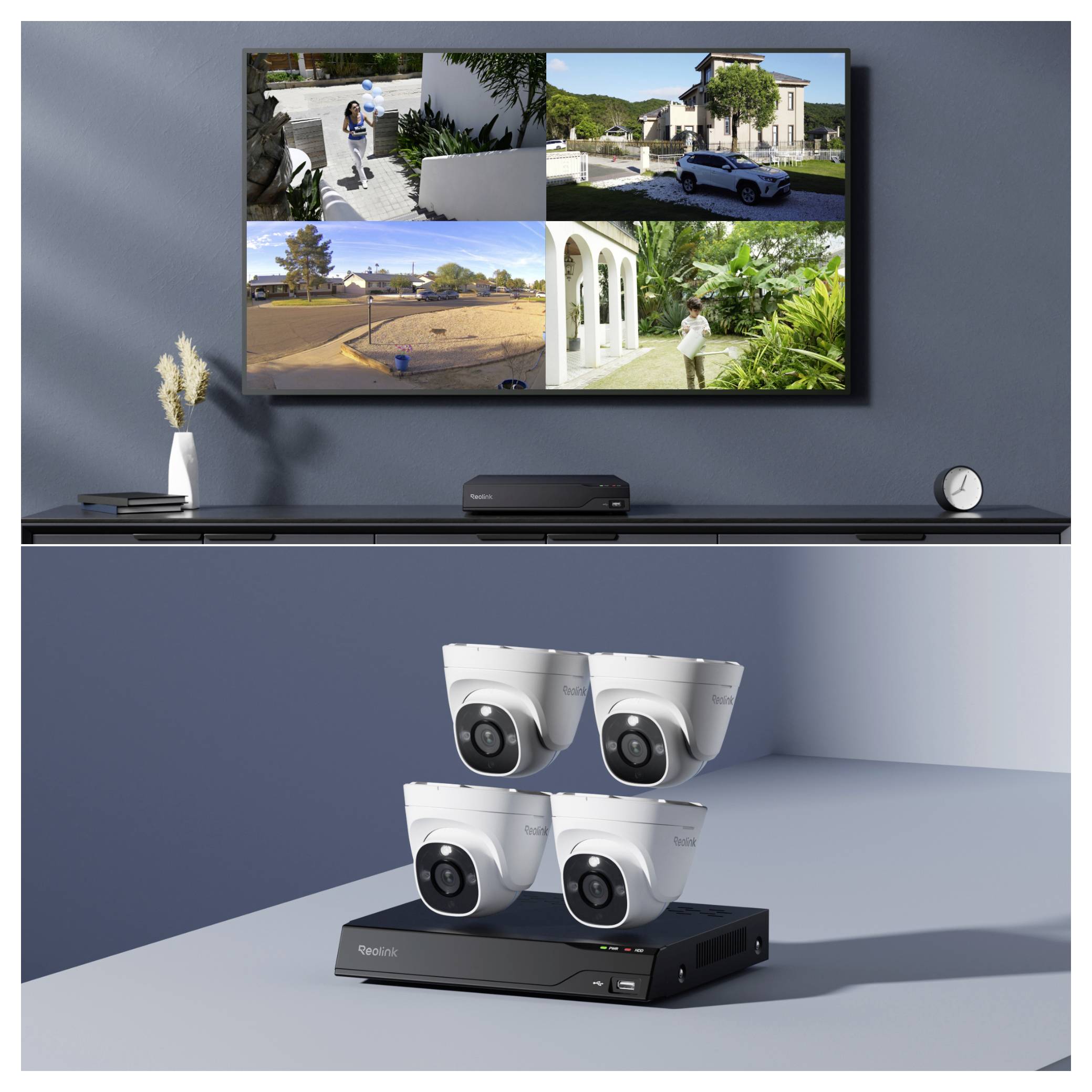 Reolink NVS8-8MD4 LAN IP-Überwachungskamera-Set 8-Kanal mit 4 Kameras 3840 x 2160 Pixel