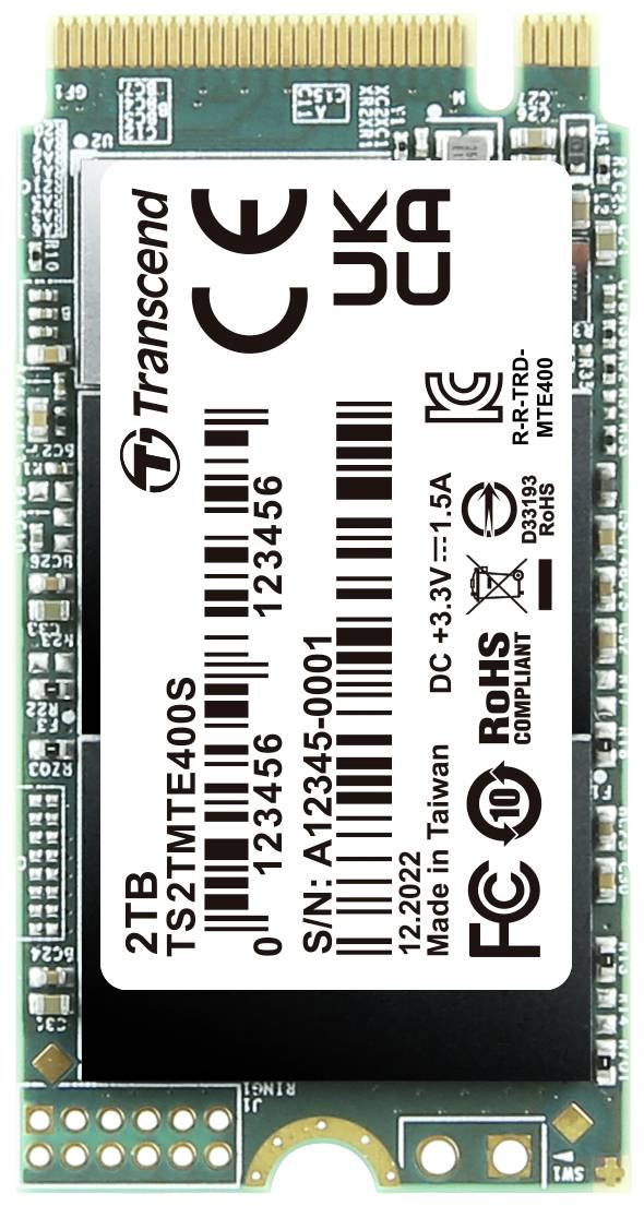 Transcend MTS400S 2TB Interne M.2 PCIe SSD PCIe NVMe 3.0 x4 Retail TS2TMTE400S