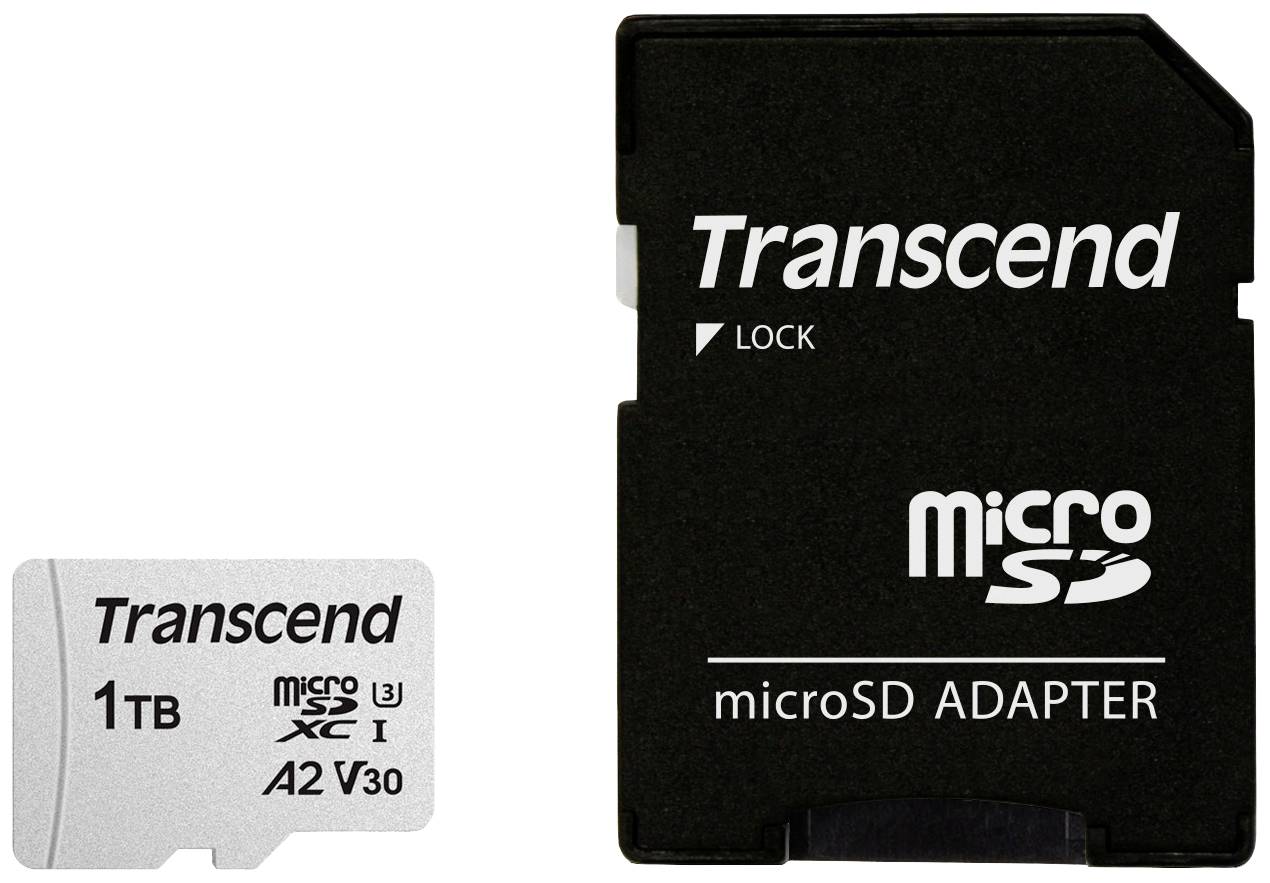 Transcend TS1TUSD300S-A microSD-Karte Retail 1 TB UHS-I, Class 10, v30 Video Speed Class, A1 Application Performance Class, A2 Application