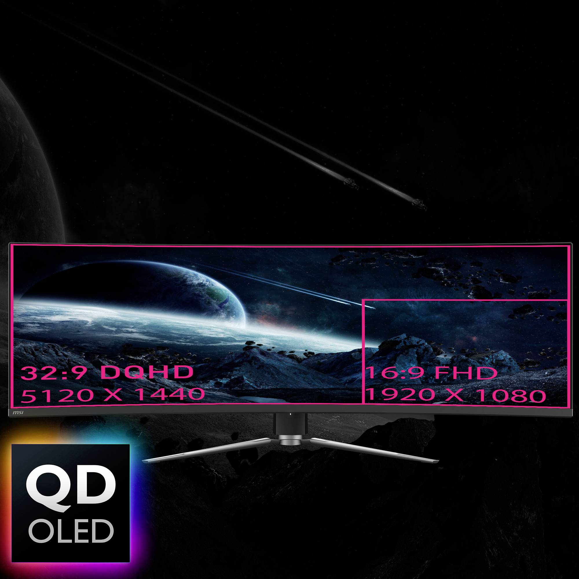 MSI MPG 491CQPDE QD-OLED Gaming Monitor EEK F (A - G) 124.5 cm (49 Zoll) 5120 x 1440 Pixel 32:9 0.03 ms HDMI®, DisplayPort, USB-C®, USB-A (USB 2.0)