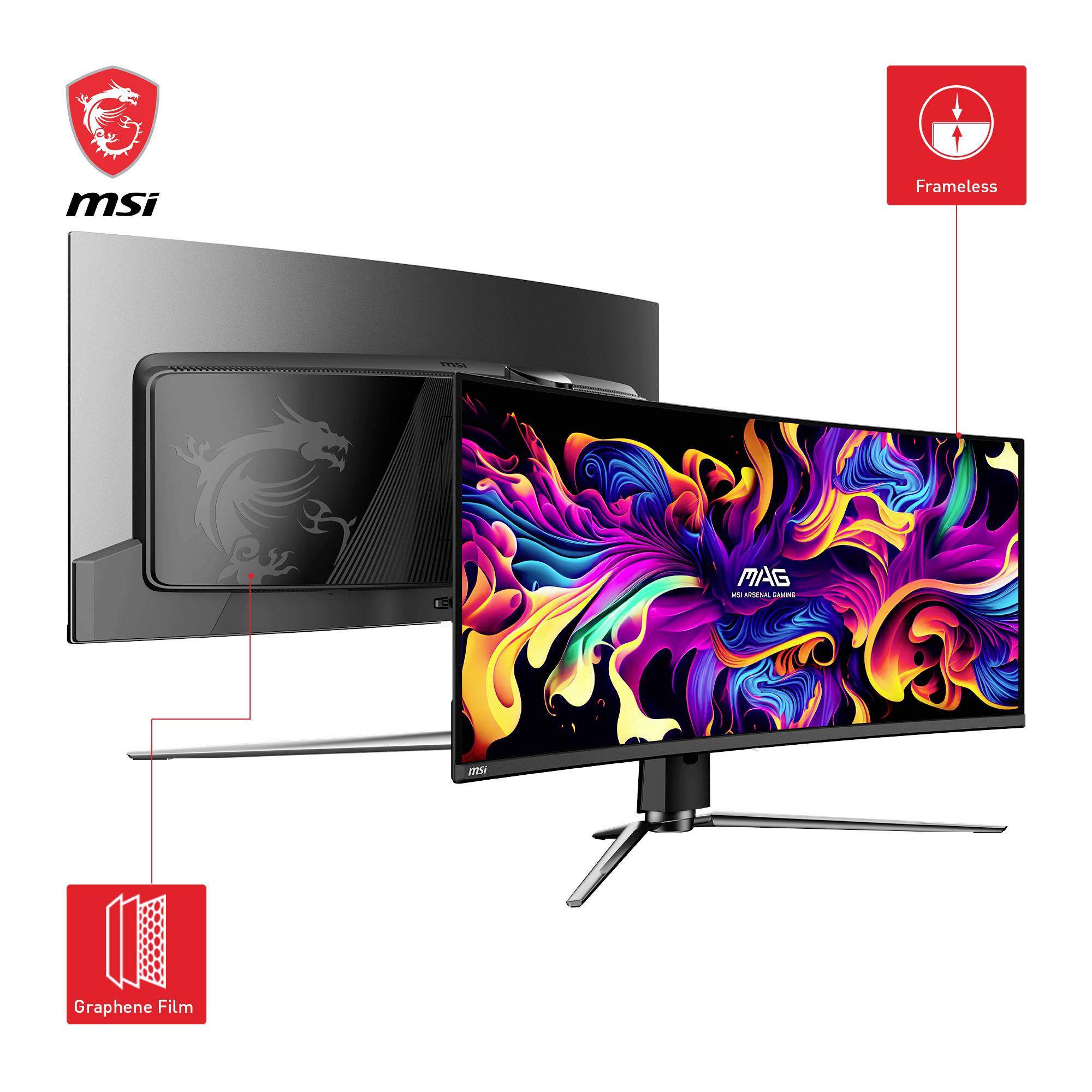 MSI MAG 341CQPDE QD-OLED Gaming Monitor EEK G (A - G) 86.9 cm (34.2 Zoll) 3440 x 1440 Pixel 16:9 0.03 ms HDMI®, DisplayPort, Kopfhörer-Buchse, USB-