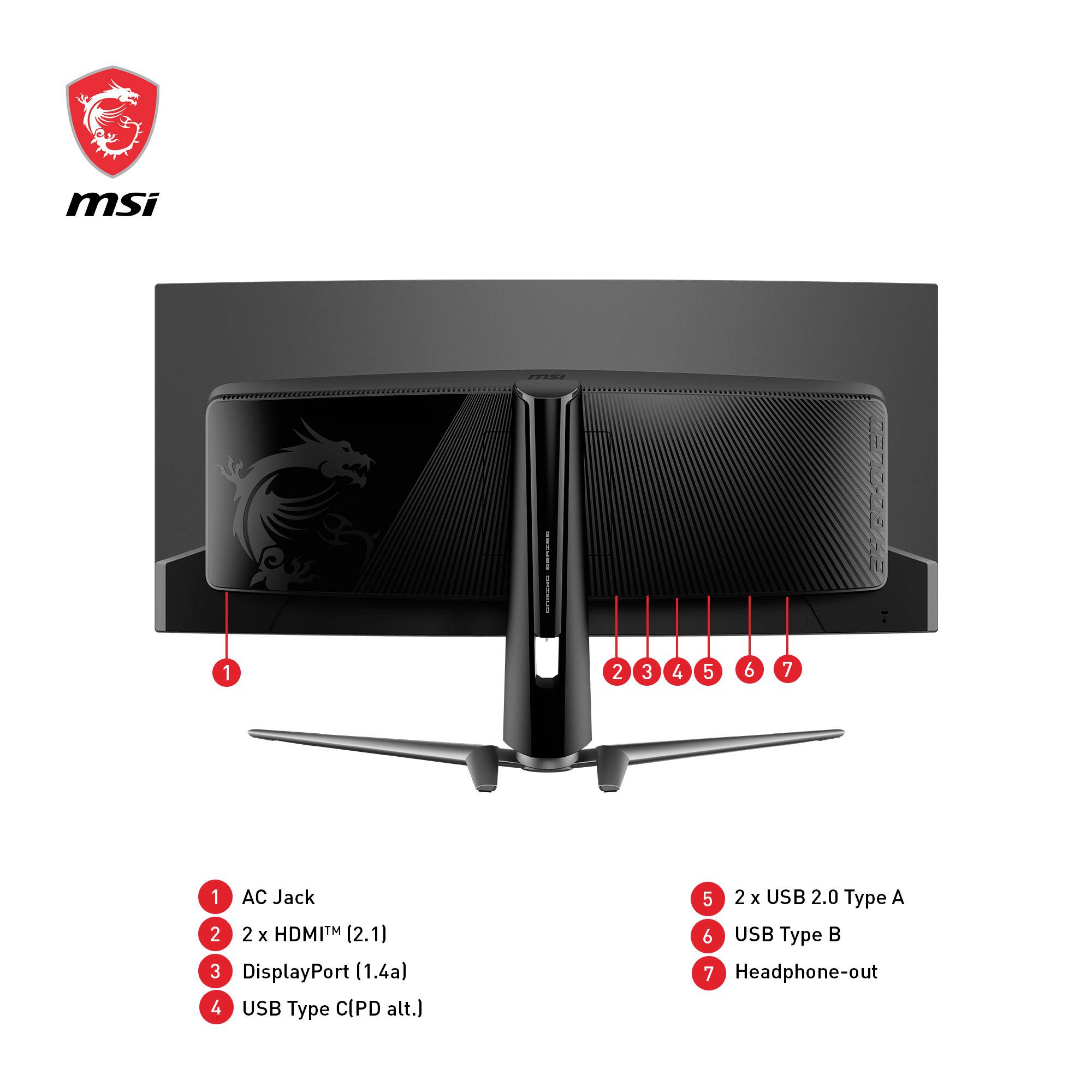 MSI MAG 341CQPDE QD-OLED Gaming Monitor EEK G (A - G) 86.9 cm (34.2 Zoll) 3440 x 1440 Pixel 16:9 0.03 ms HDMI®, DisplayPort, Kopfhörer-Buchse, USB-