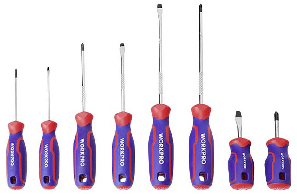 WorkPro 8 tlg Universal Schraubendreher-Set PH0, PH1, PH2
