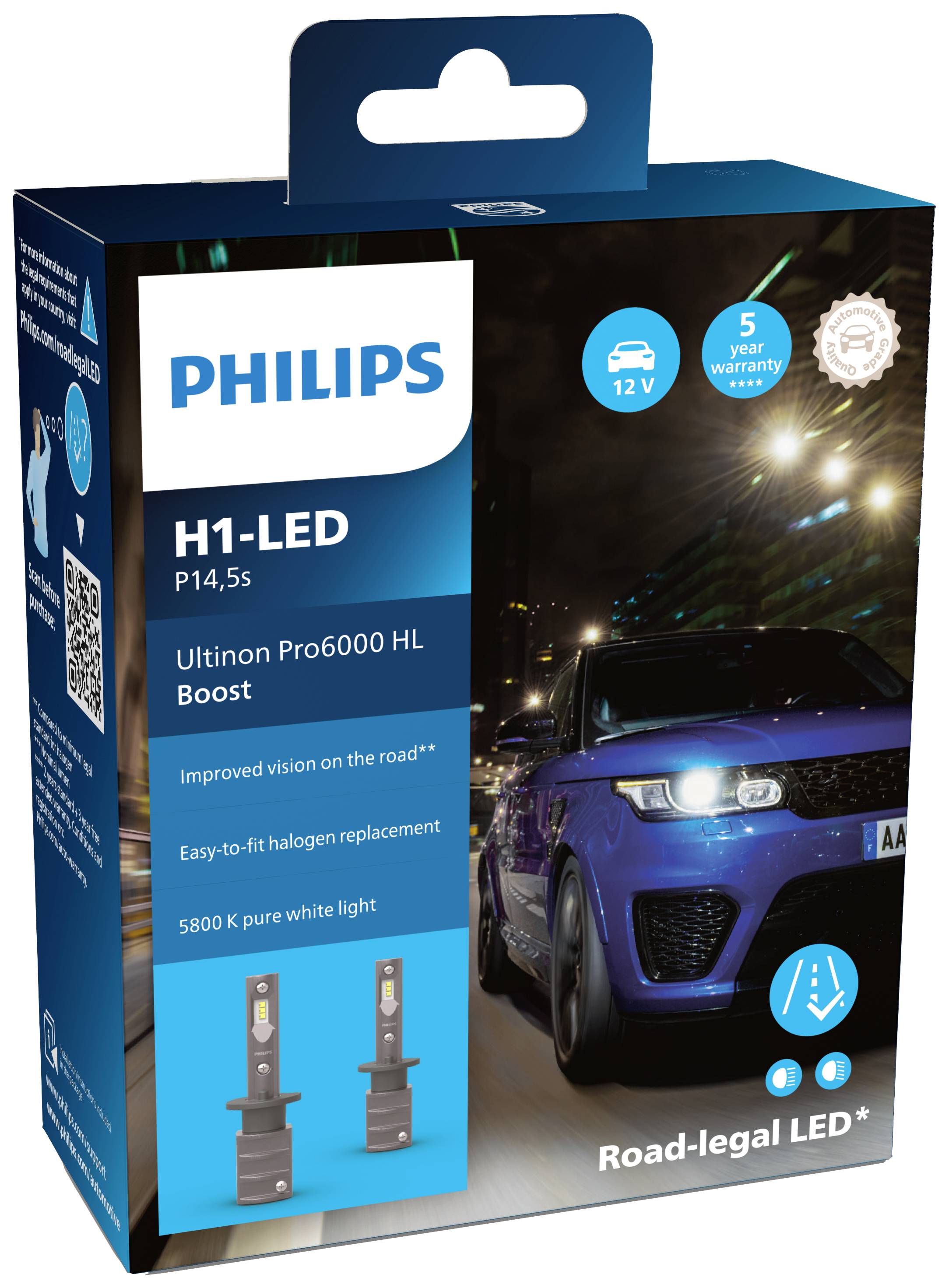 Philips Automotive 11258U60BX2 LED Leuchtmittel Ultinon Pro6000 H1 12 V