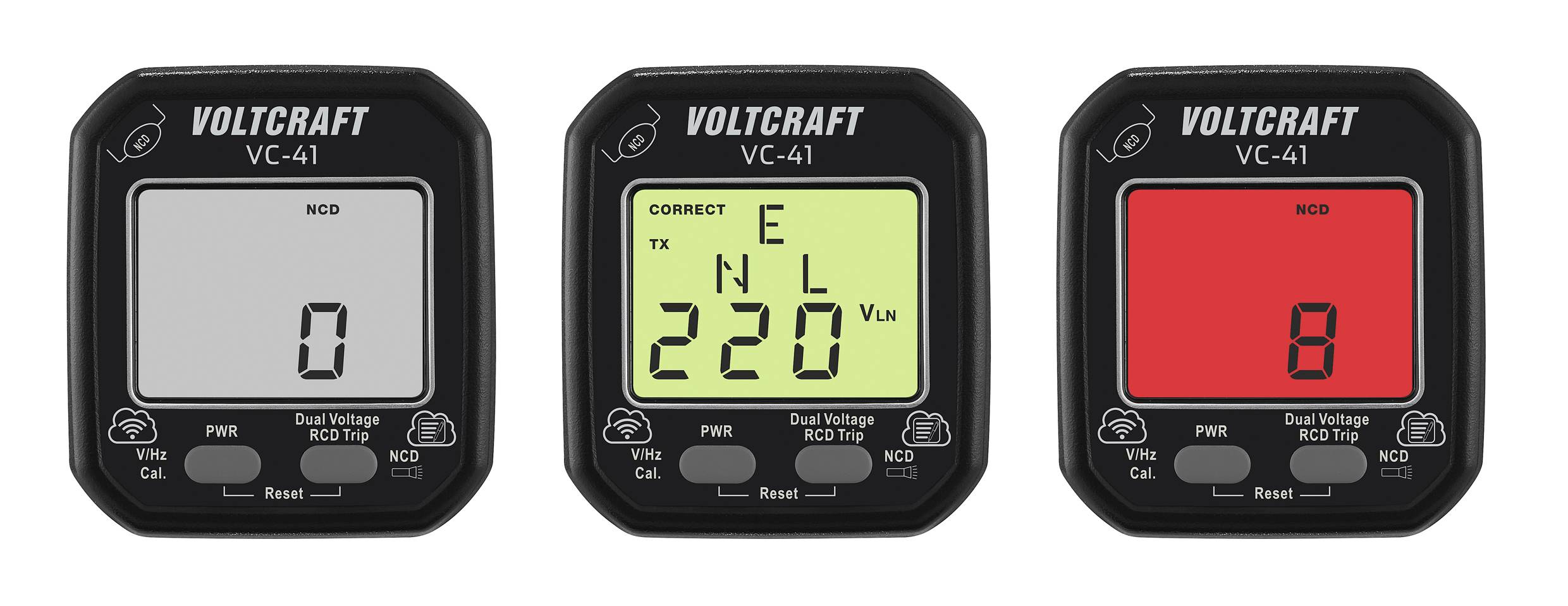 VOLTCRAFT VC-41 Steckdosentester CAT II 250V LCD
