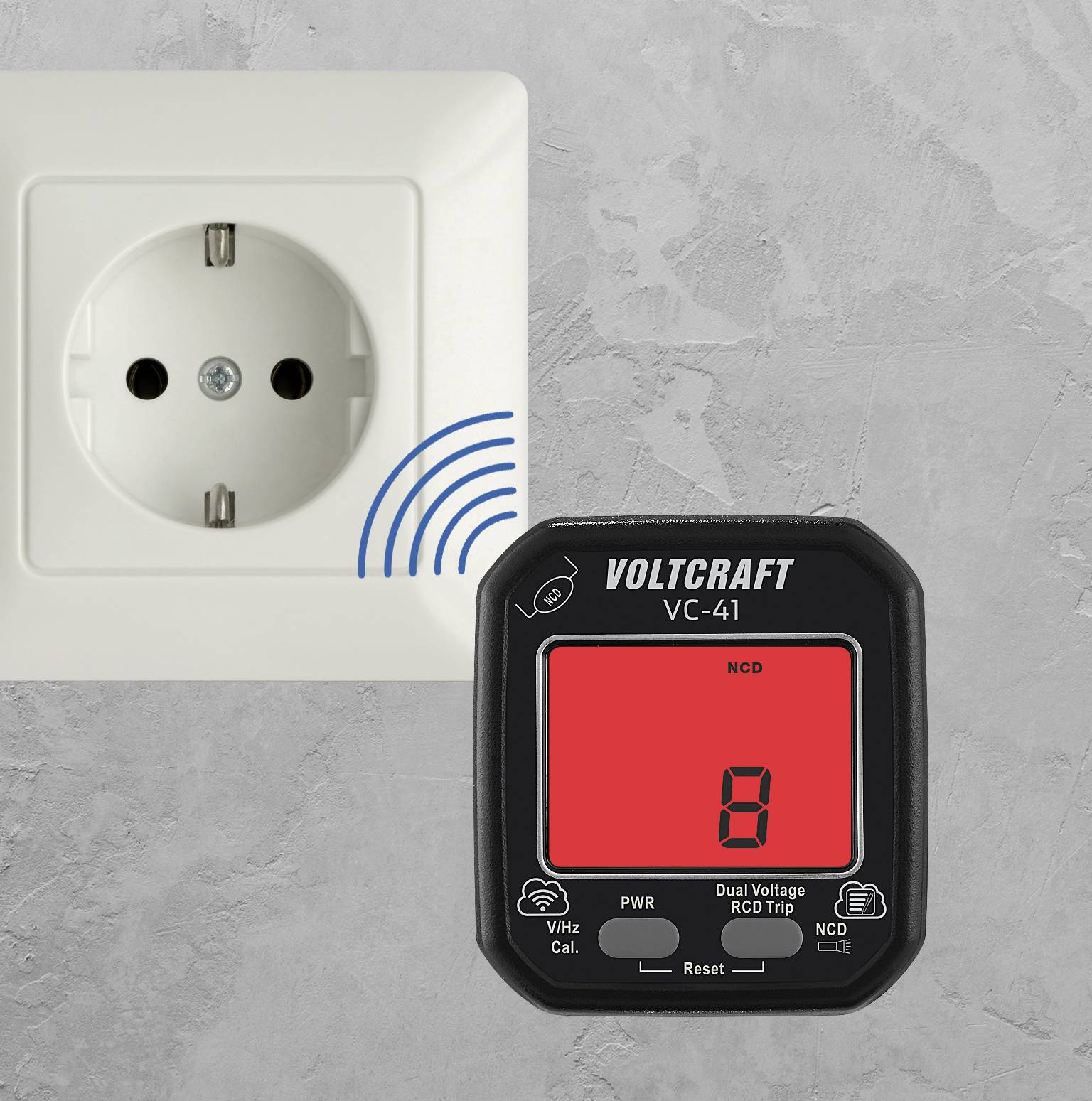 VOLTCRAFT VC-41 Steckdosentester CAT II 250V LCD