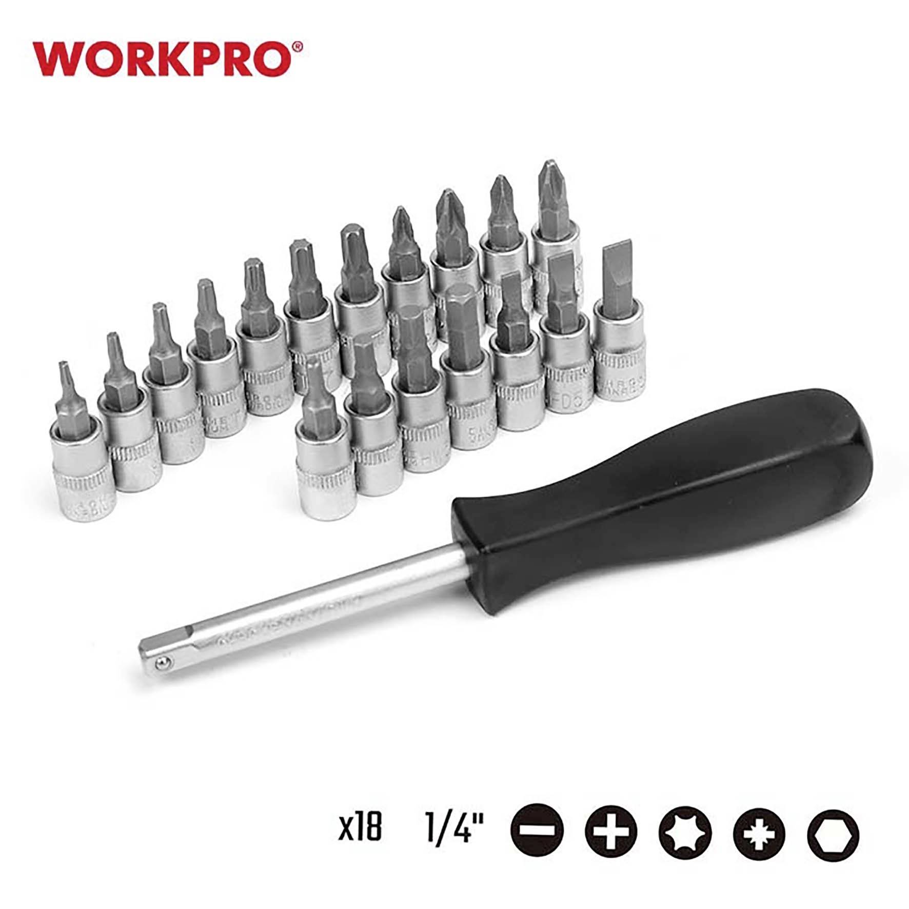 WorkPro Schraubendrehereinsatz-Set 108teilig WP202535