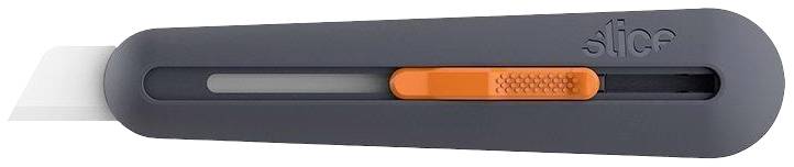 Grau-schwarzes Universalmesser mit orangefarbenem Schieberegler, umgeben von schwarzem Gehäuse.