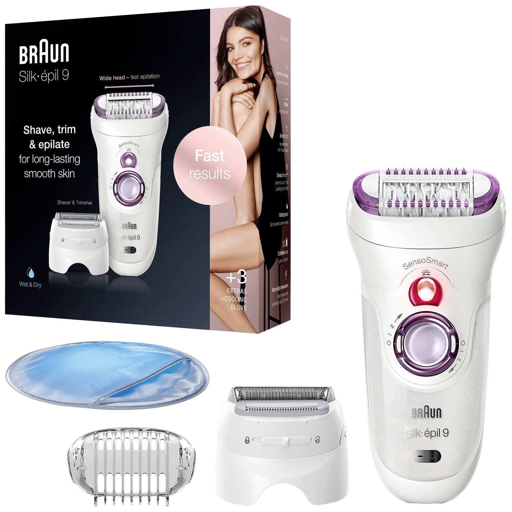 Braun Silk-Epil 9-710 SensoSmartTM Epilierer Weiß, Roségold