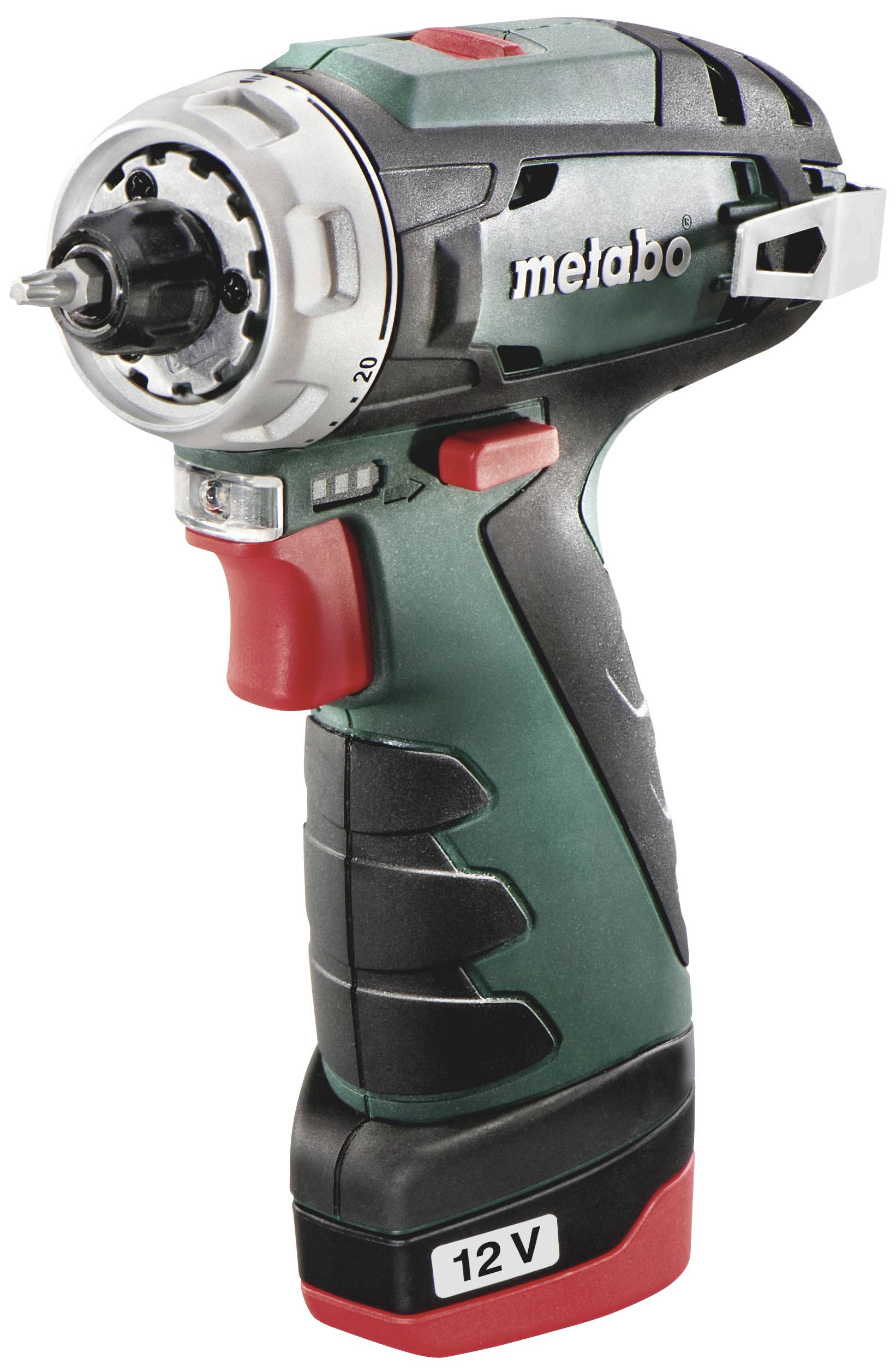 Metabo PowerMaxx BS Basic Set 600080710 Akku-Bohrschrauber 12 V 2 Ah Li-Ion inkl. 2. Akku, inkl. Ladegerät, bürstenlos, inkl. Koffer, mit Zubehör
