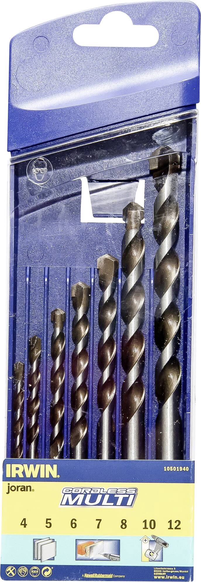 Irwin Tools 10501940 Hartmetall Mehrzweckbohrer 4 mm, 5 mm, 6 mm, 7 mm, 8 mm, 10 mm, 12 mm Zylinder