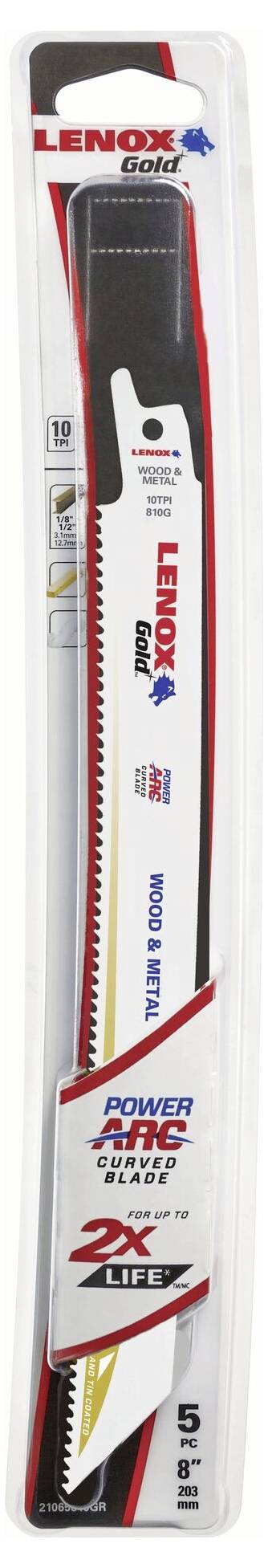 Lenox 21065810GR TiN-Säbelsägeblatt für Metall 203x19x1,3mm Sägeblatt-Länge 203mm 5St.