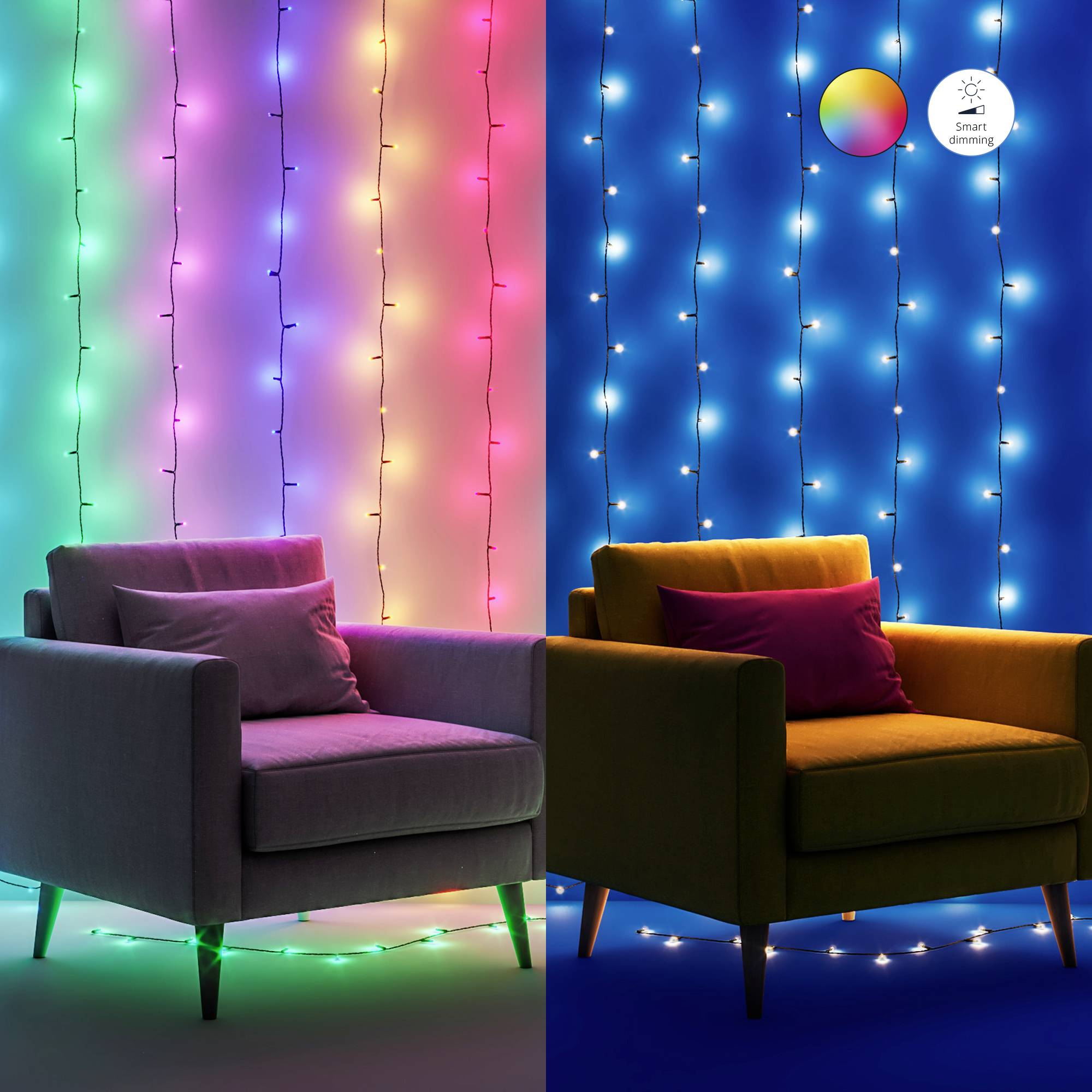 WiZ 8720169076969 Lichterkette Innen/Außen über USB Anzahl Leuchtmittel 160 LED RGB per App steuerb