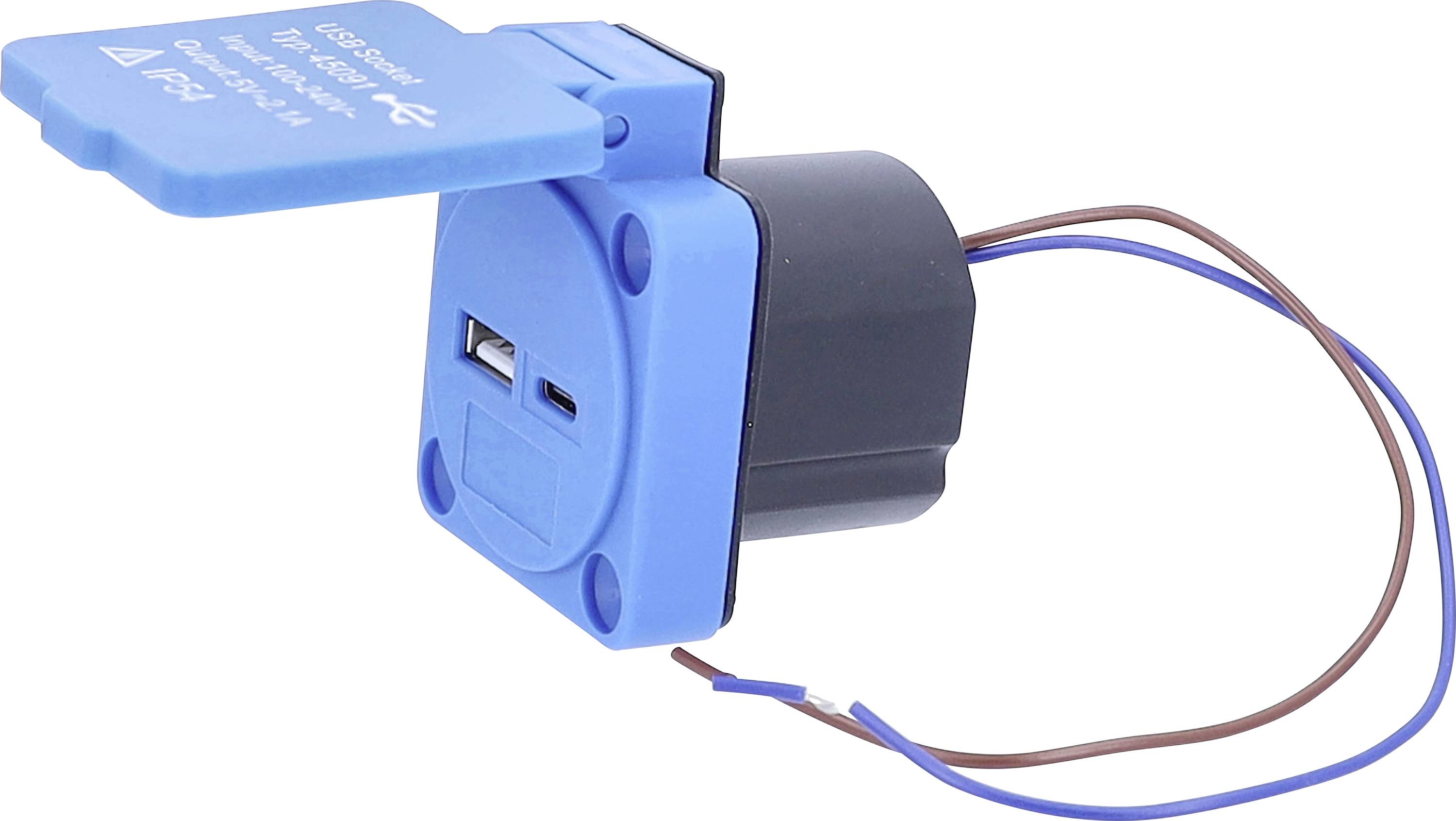 AS Schwabe 45091 USB-Ladesteckdose mit USB-C®, mit USB-Ladeausgang IP54 Blau