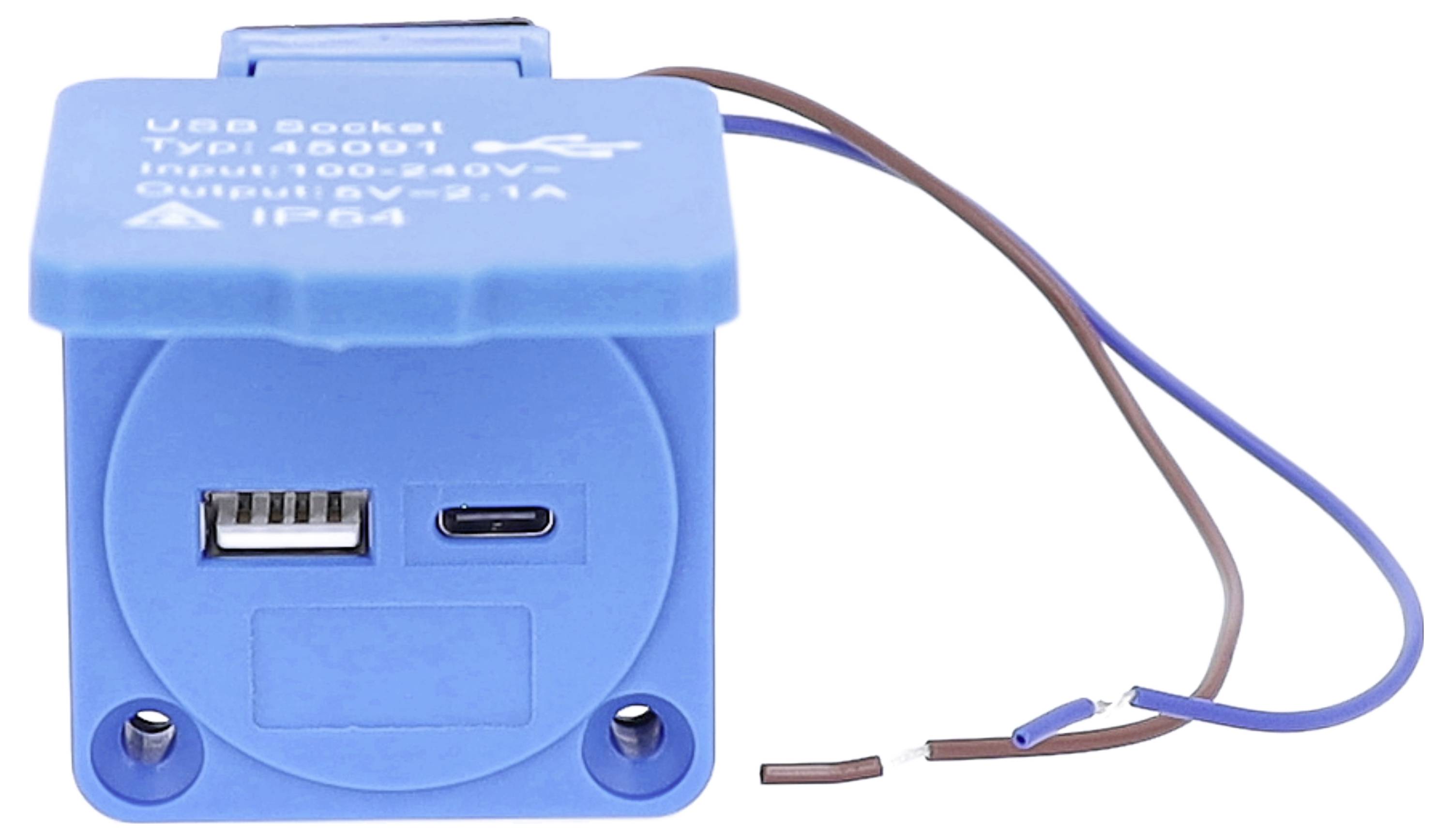 AS Schwabe 45091 USB-Ladesteckdose mit USB-C®, mit USB-Ladeausgang IP54 Blau