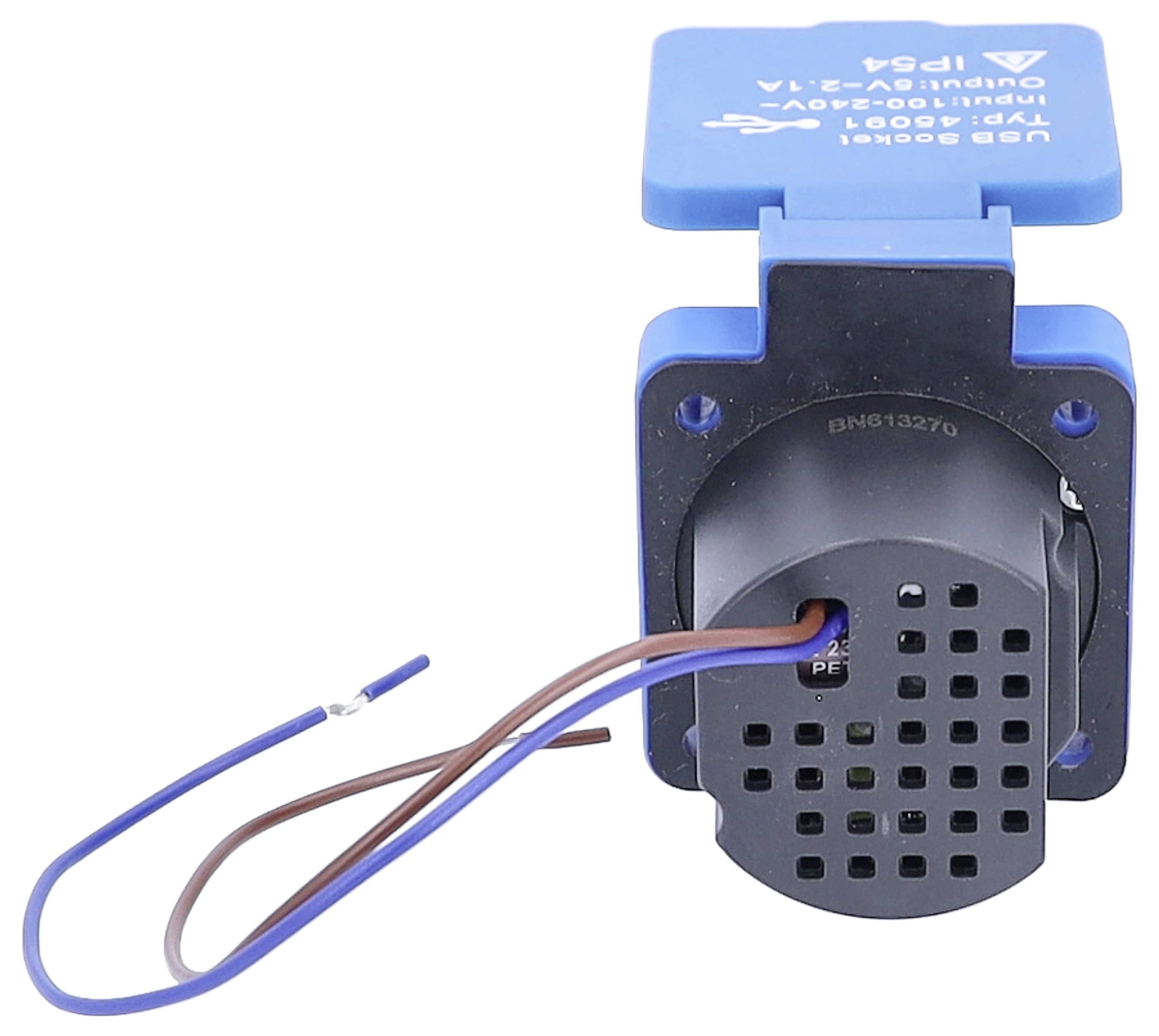 AS Schwabe 45091 USB-Ladesteckdose mit USB-C®, mit USB-Ladeausgang IP54 Blau