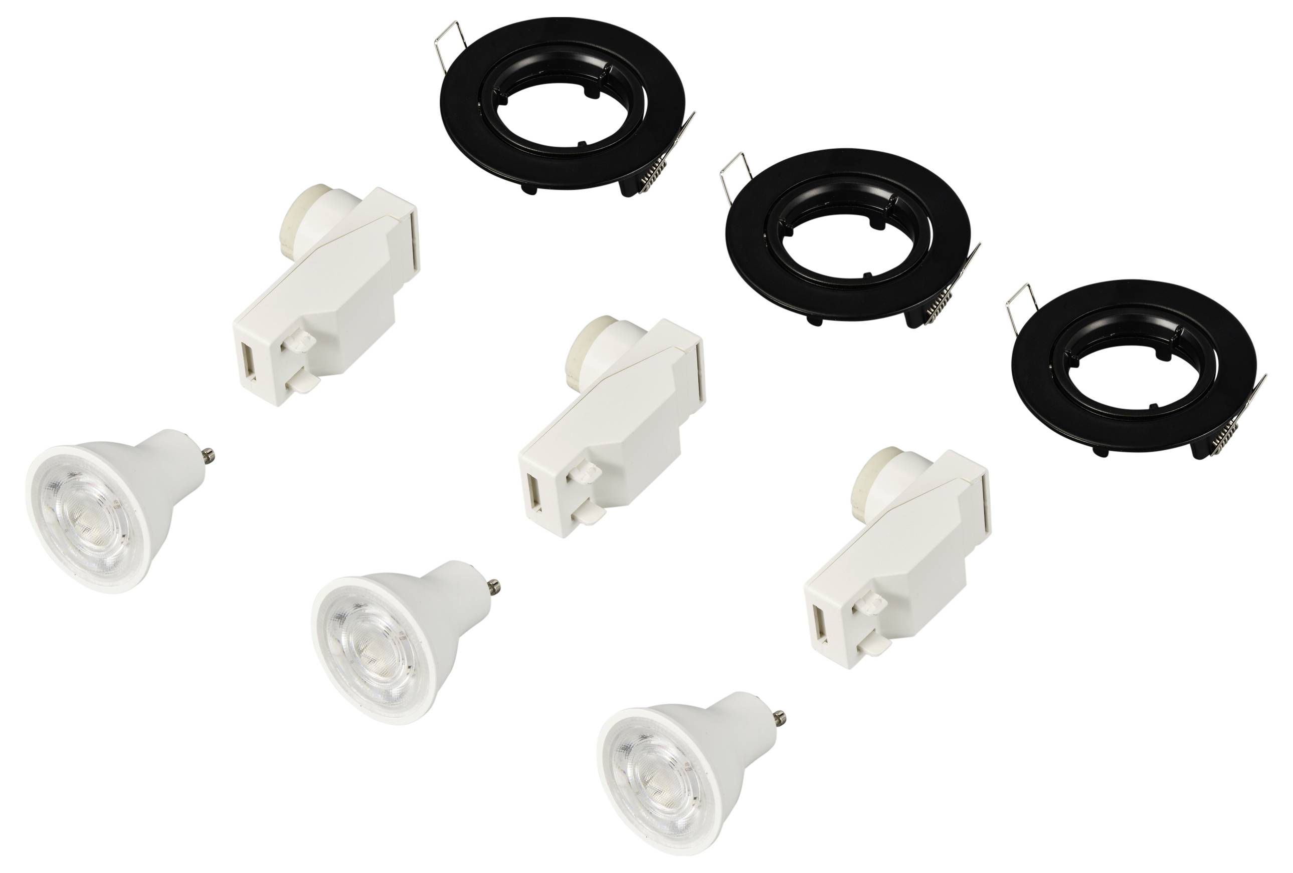 Sygonix SY-6417590 LED-Einbauleuchte 3er Set LED GU10 3W Schwarz