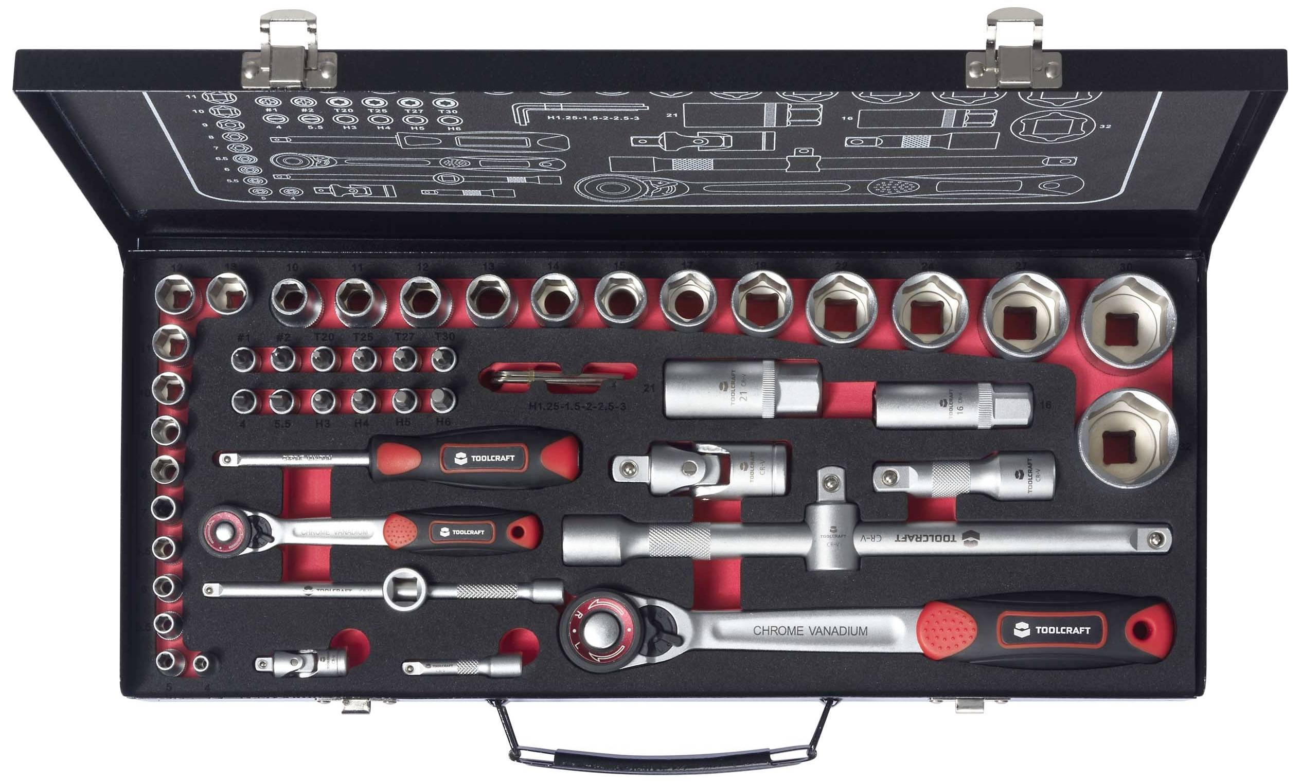 TOOLCRAFT TO-9626409 Umschaltknarren-Set 1/4" (6.3 mm), 1/2" (12.5 mm) Produktabmessung, Länge44.5cm