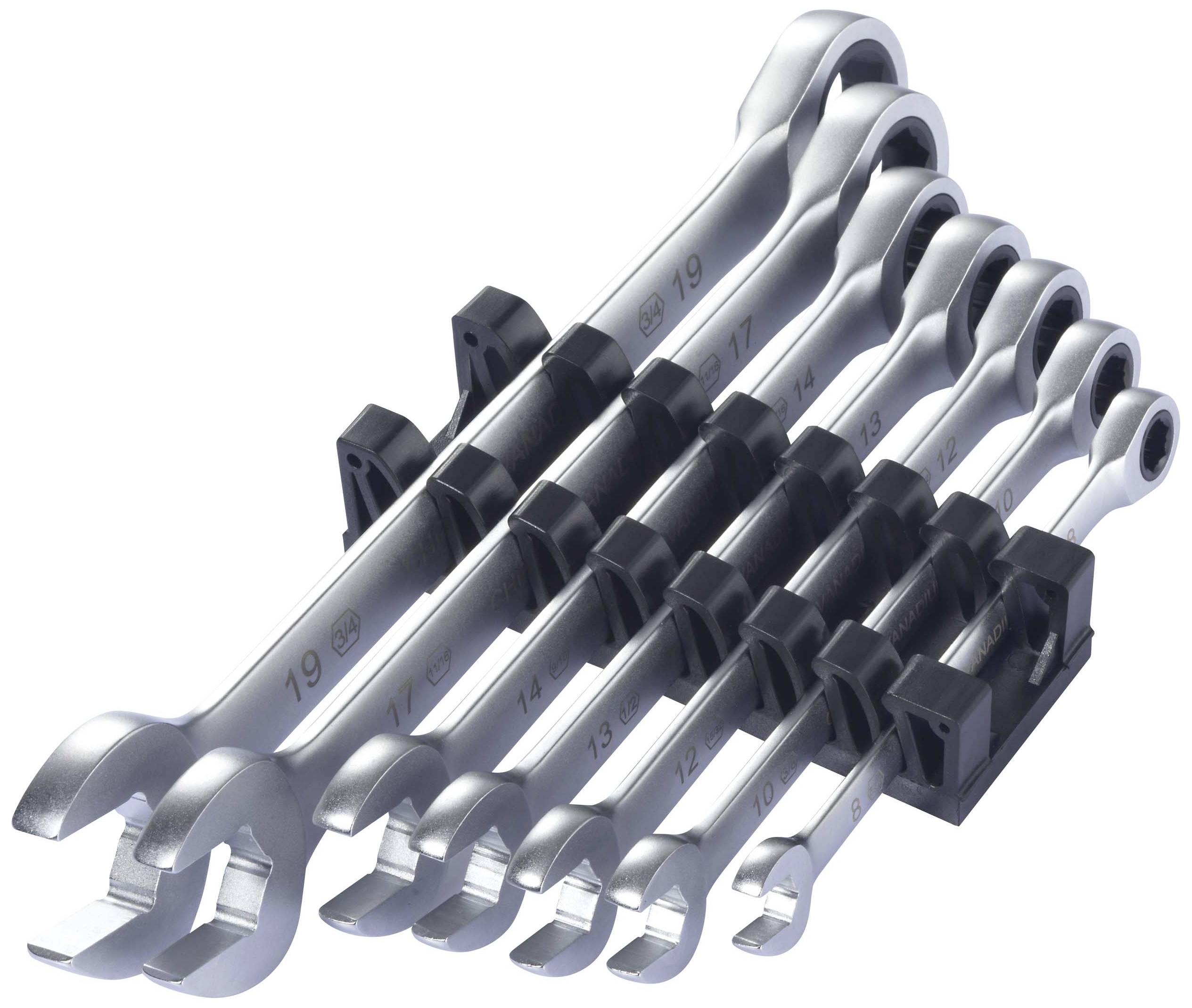 TOOLCRAFT TO-9626412 Ratschen-Einringschlüssel-Satz 7teilig Schlüsselweite (Metrisch) 8 - 19mm