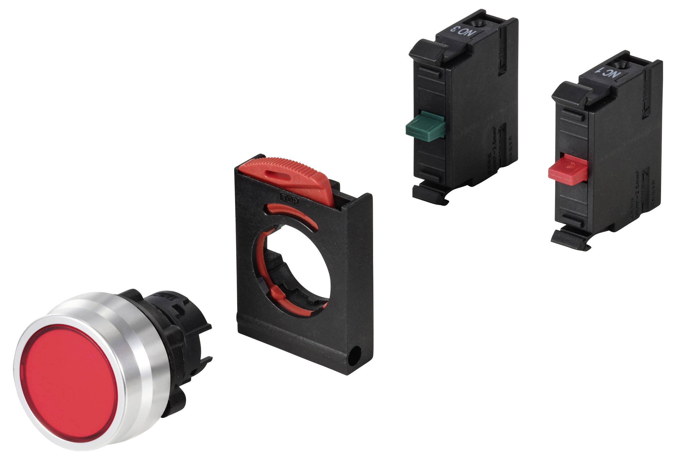 TRU COMPONENTS TC-12835224 ONPOW26BK-R Drucktaster-Frontelement Knopf Rot