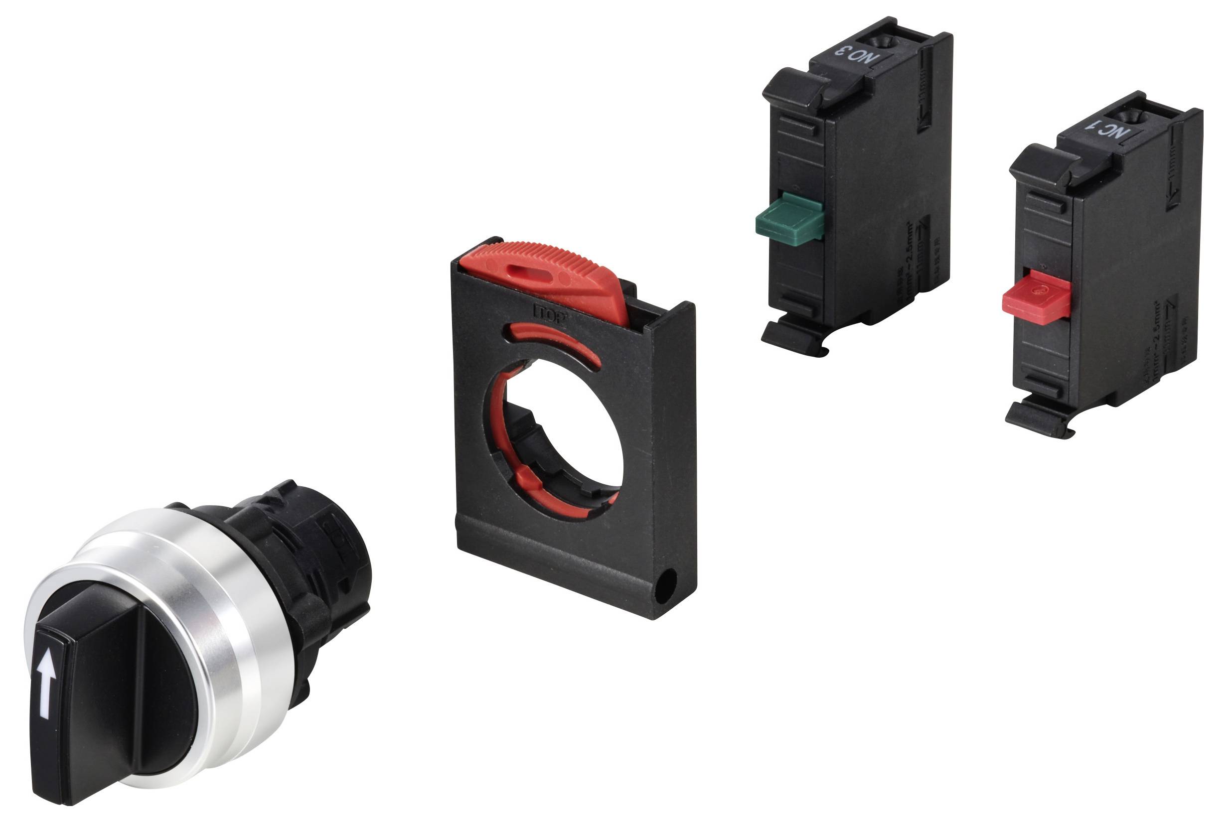 TRU COMPONENTS TC-12835260 ONPOW26BK-X/31 Wahlschalter-Frontelement Knebel Schwarz 3 x +/- 45°