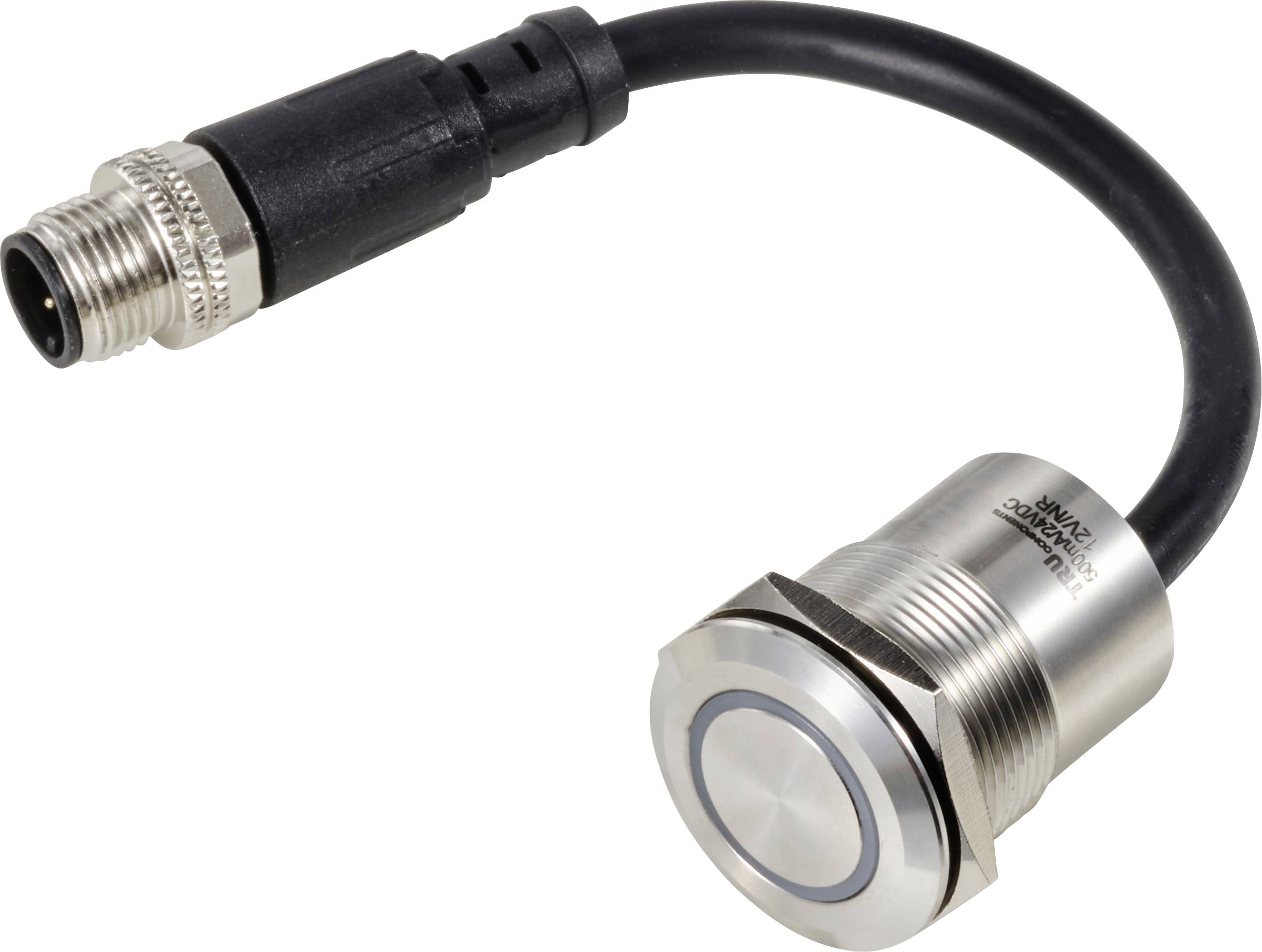 TRU COMPONENTS TC-12835304 TC-PS223P10YSSR12T M12 MALE CONNECTOR Piezotaster 24V 0.2A 1 x Aus/(Ein) tastend Rot (Ø) 28.5mm 1St.