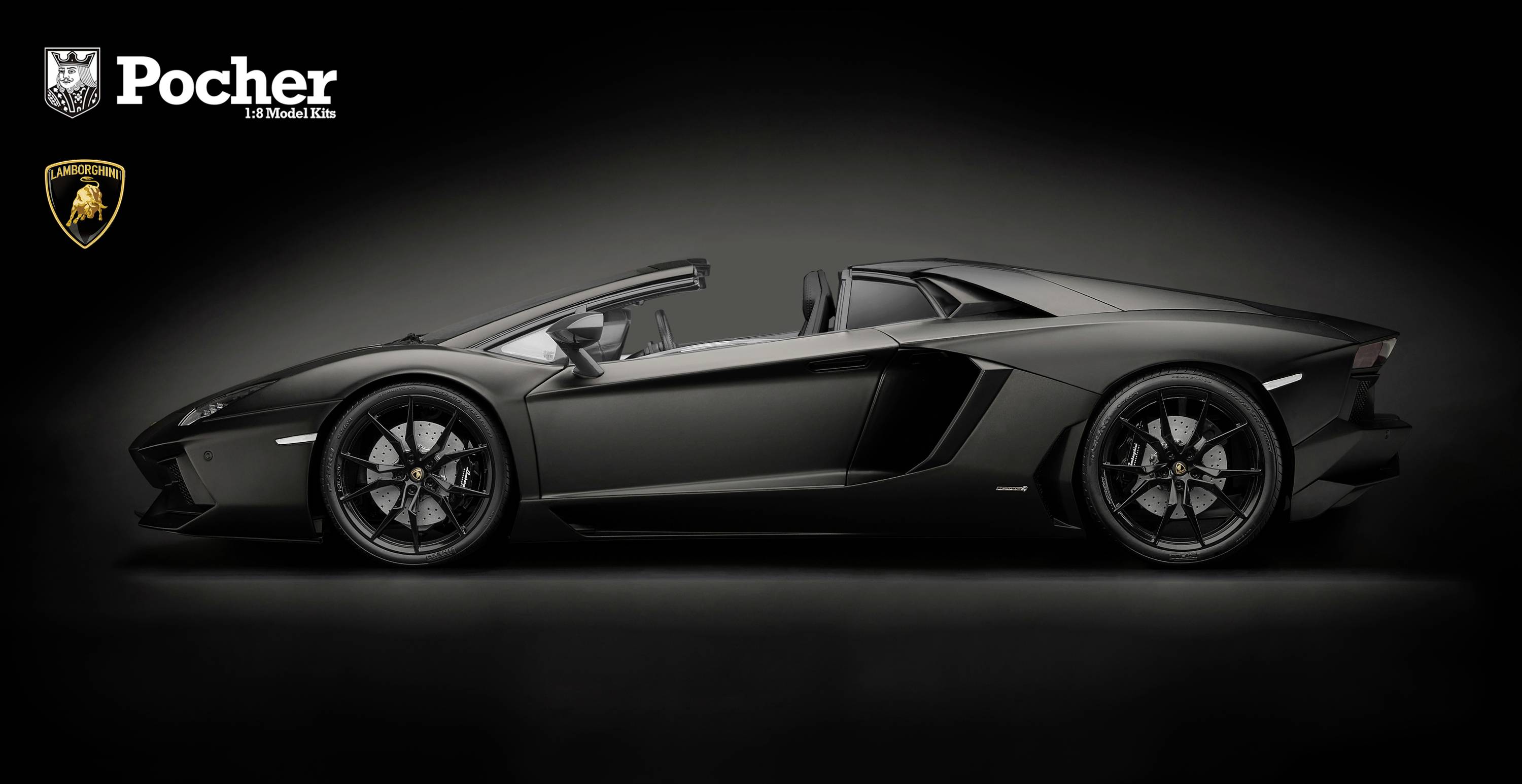 Pocher Lamborghini Aventador LP700-4 Roadster Nero Nemesis 1:8 Modellauto