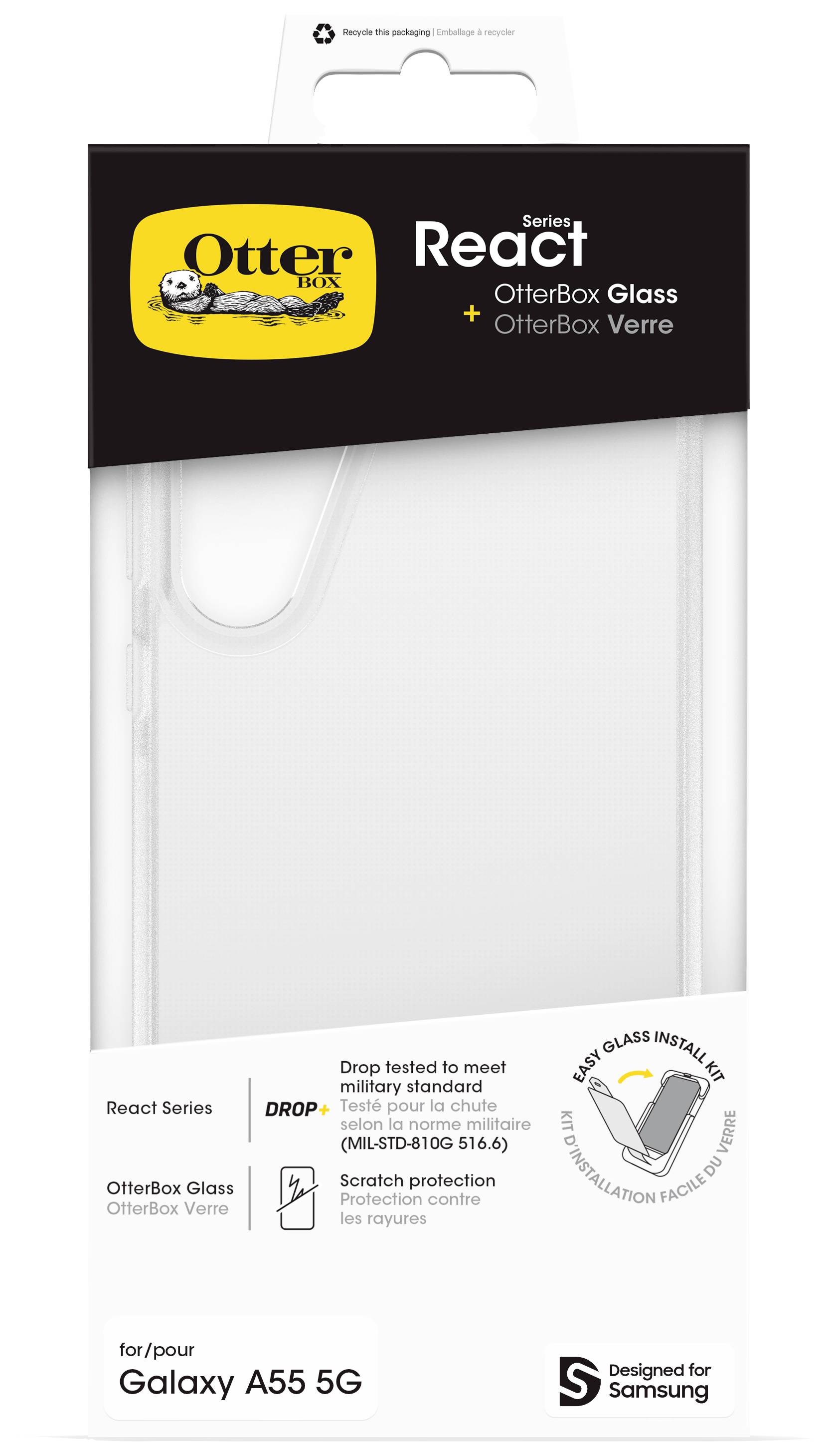 Otterbox React Hülle + Schutzglas Set Samsung Galaxy A55 5G Transparent 78-81410