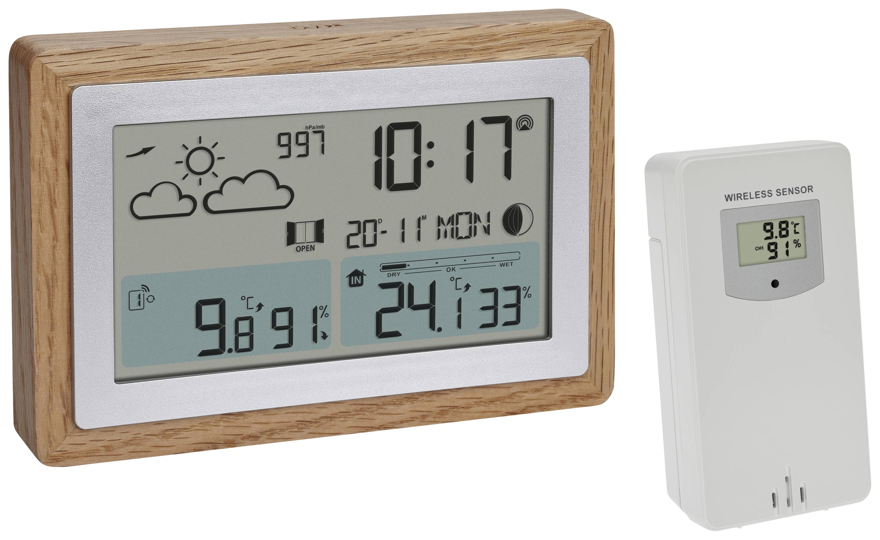 TFA Dostmann Funk-Wetterstation OAK 35.1167.54 Funk-Wetterstation Vorhersage für 12 Stunden Anzahl Sensoren max. 3