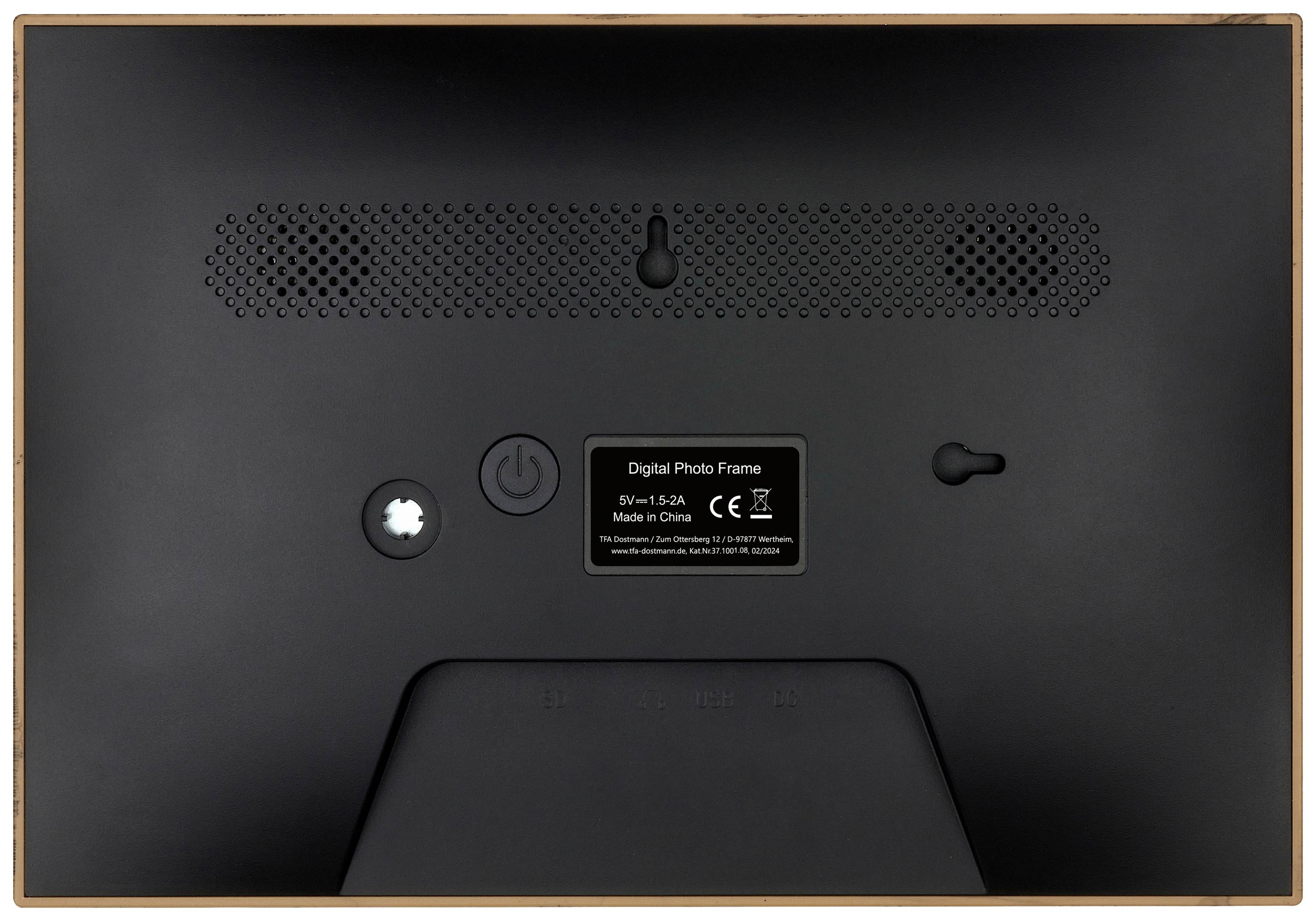 TFA Dostmann FRAMEO App Digitaler WiFi-Bilderrahmen 25.7cm 10.1 Zoll 1280 x 800 Pixel 32GB Holz (dunkel), Schwarz