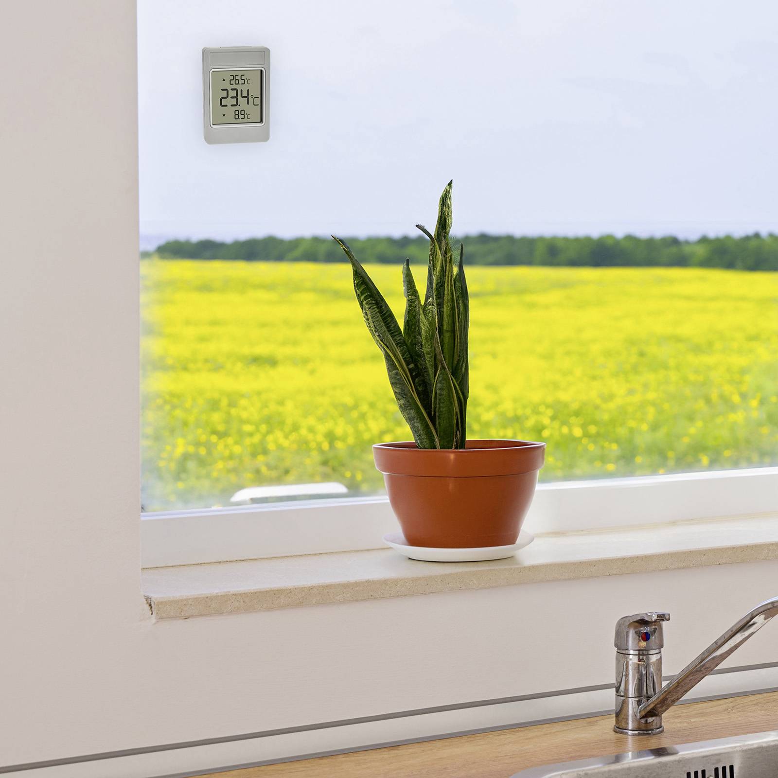 TFA Dostmann Digitales Fensterthermometer WINDOO Fenster-Thermometer Grau 30.1067.15