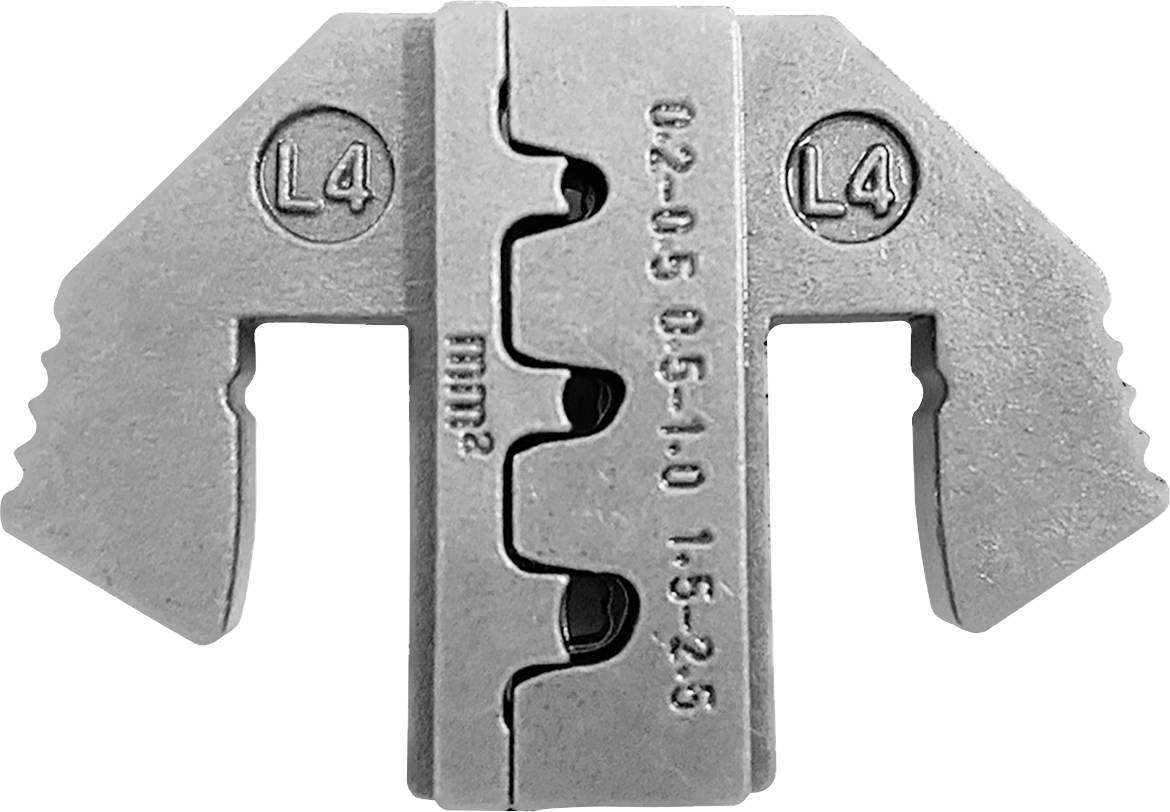 Metallklemme mit Markierungen '02-05 05-10 15-25' und 'L4' auf beiden Seiten. Geeignet für verschiedene Kabelgrößen.