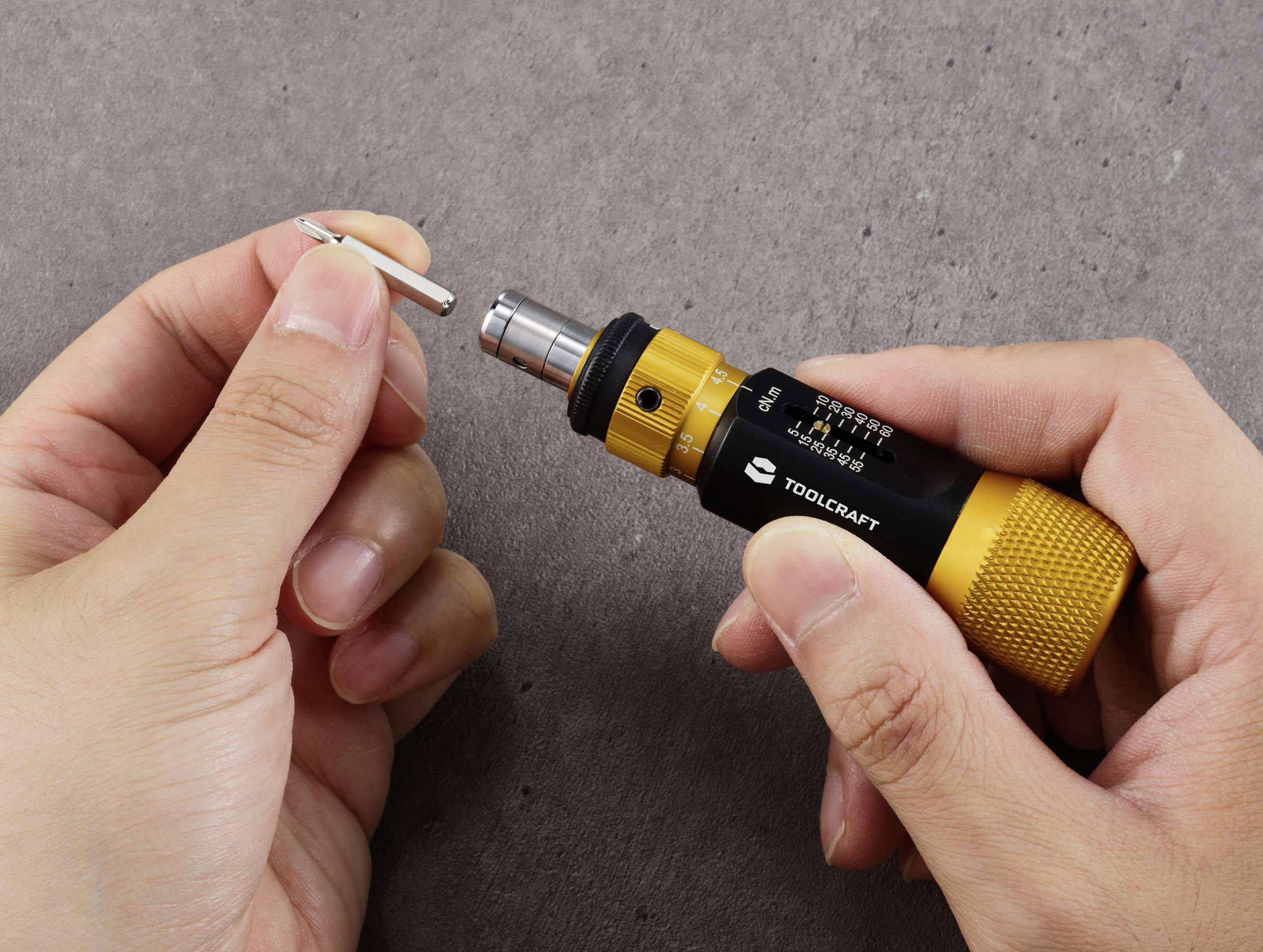 TOOLCRAFT TO-9627246 Elektronik- u. Feinmechanik Drehmoment-Schraubendreher Größe (Schraubendreher) 4mm