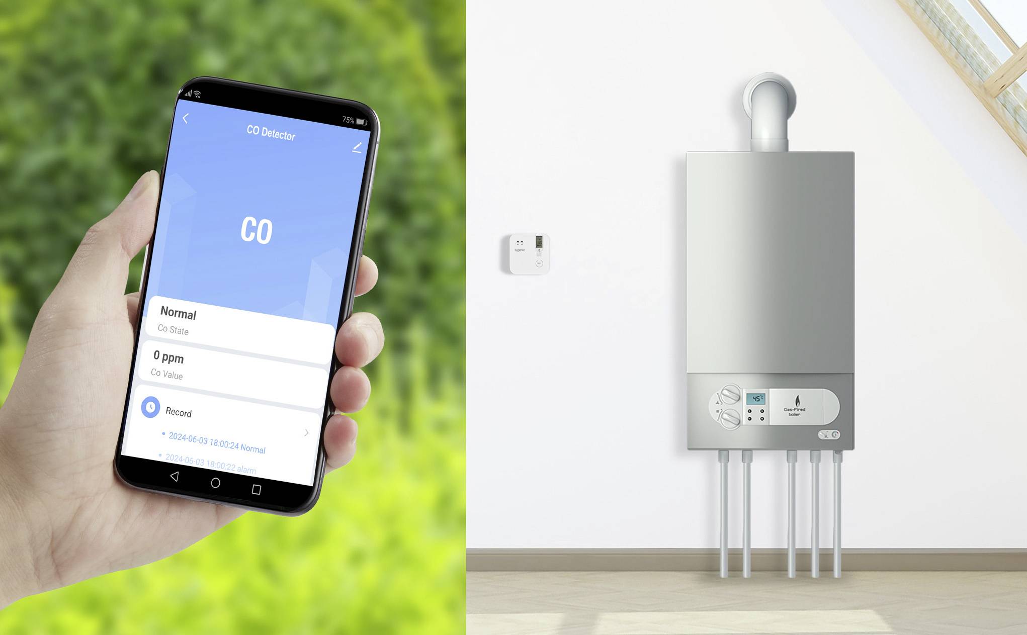 Sygonix Kohlenmonoxid-Melder Set inkl. 5 Jahres-Batterie, mit App-Steuerung batteriebetrieben detektiert Kohlenmonoxid