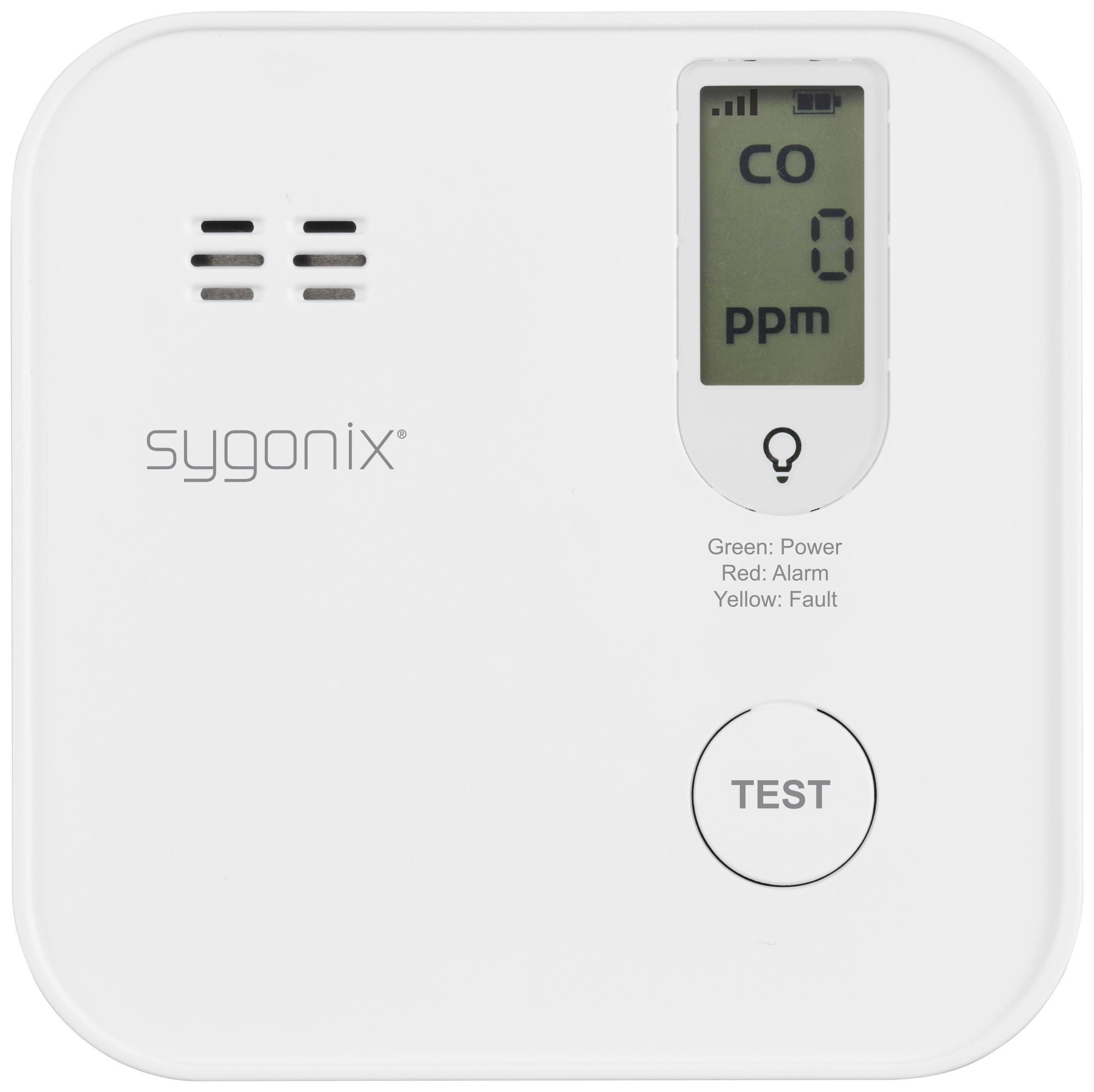 Sygonix Kohlenmonoxid-Melder Set inkl. 5 Jahres-Batterie, mit App-Steuerung batteriebetrieben detektiert Kohlenmonoxid
