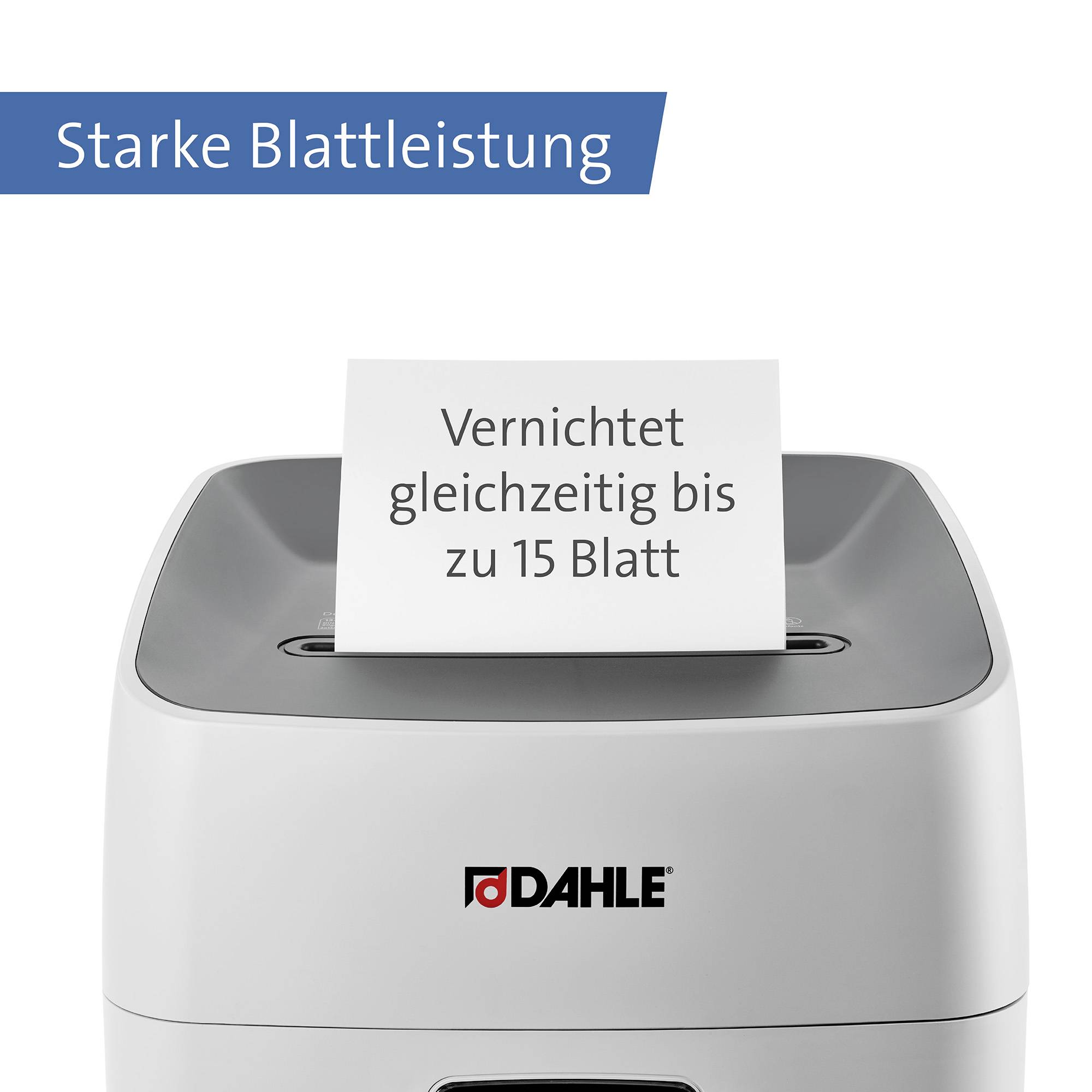 Dahle 504P DESKSIDE, P-5 Aktenvernichter 15 Blatt Partikelschnitt 2 x 15mm P-5 40l Vernichtet auch Büroklammern, Kreditkarte