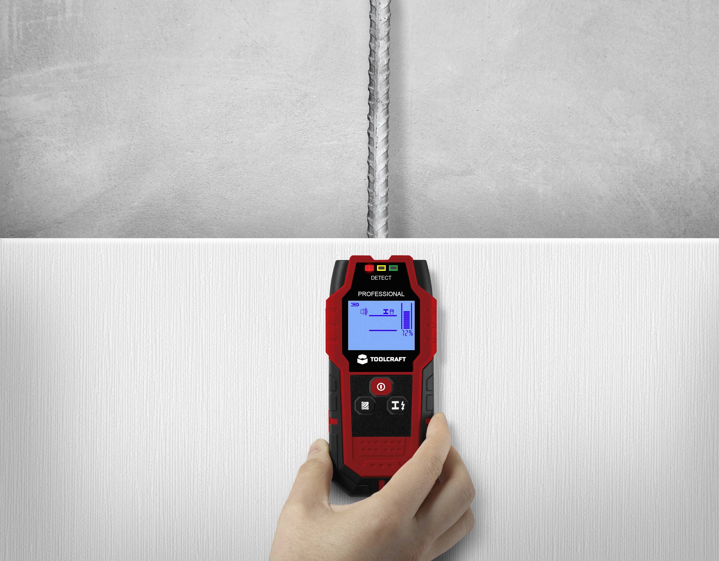 TOOLCRAFT Ortungsgerät TO-9627699 Ortungstiefe (max.) 120mm Geeignet für Holz, eisenhaltiges Metall, nicht eisenhaltiges Metall