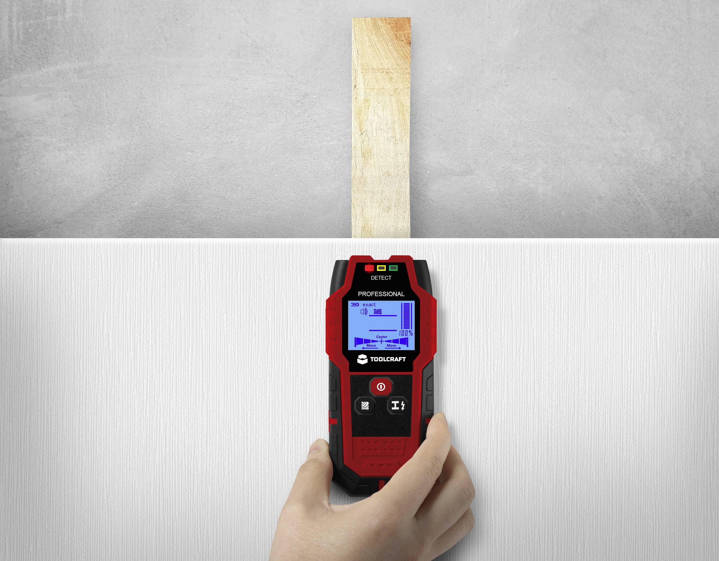 TOOLCRAFT Ortungsgerät TO-9627699 Ortungstiefe (max.) 120mm Geeignet für Holz, eisenhaltiges Metall, nicht eisenhaltiges Metall