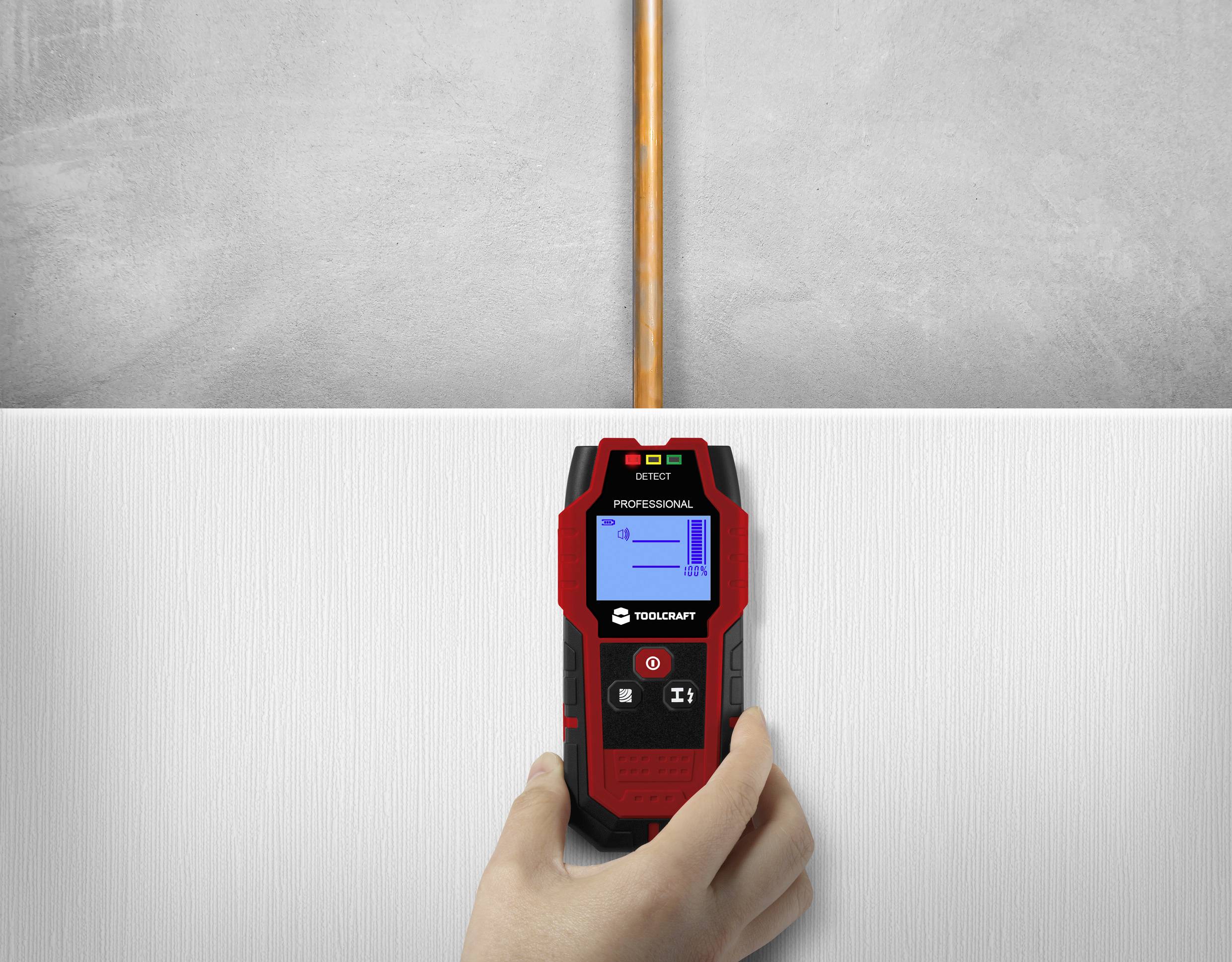 TOOLCRAFT Ortungsgerät TO-9627699 Ortungstiefe (max.) 120mm Geeignet für Holz, eisenhaltiges Metall, nicht eisenhaltiges Metall