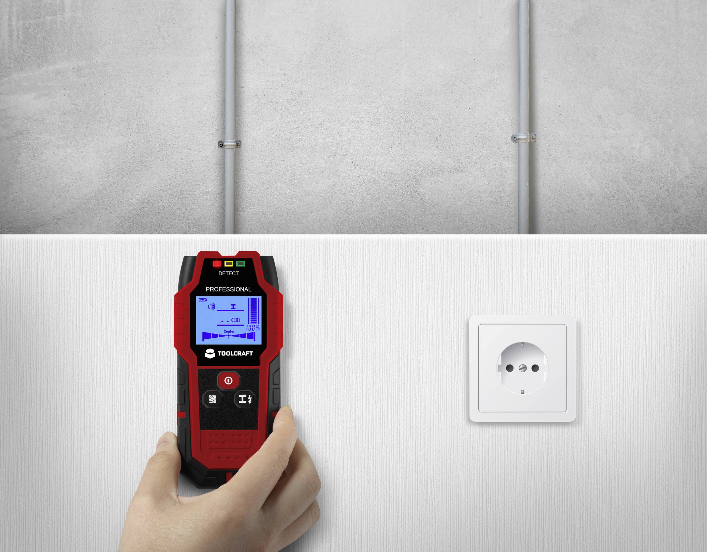 TOOLCRAFT Ortungsgerät TO-9627699 Ortungstiefe (max.) 120mm Geeignet für Holz, eisenhaltiges Metall, nicht eisenhaltiges Metall