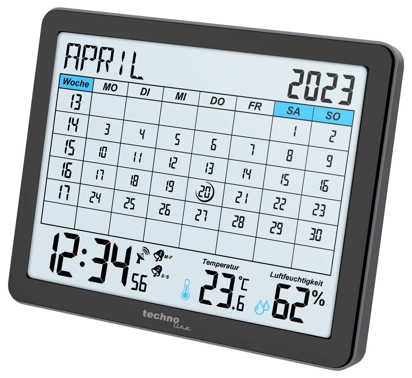 Techno Line WT2600 Funk Kalender Schwarz Alarmzeiten 2