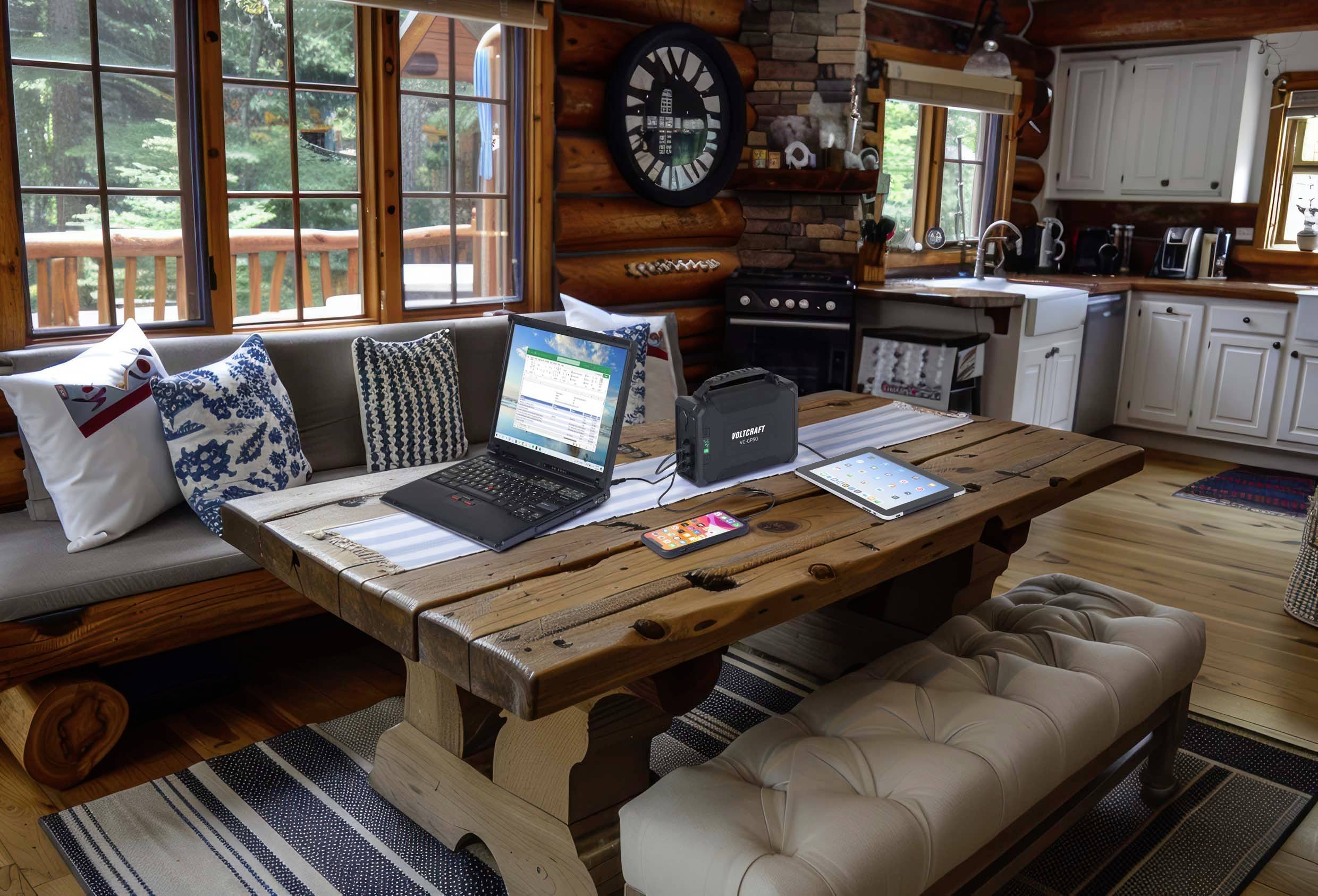 VOLTCRAFT VC-GP50 Powerbank 96000 mAh USB PD 2.0 Li-Ion Schwarz (matt) gleichzeitiges Laden und Entladen, LED Taschenlampe