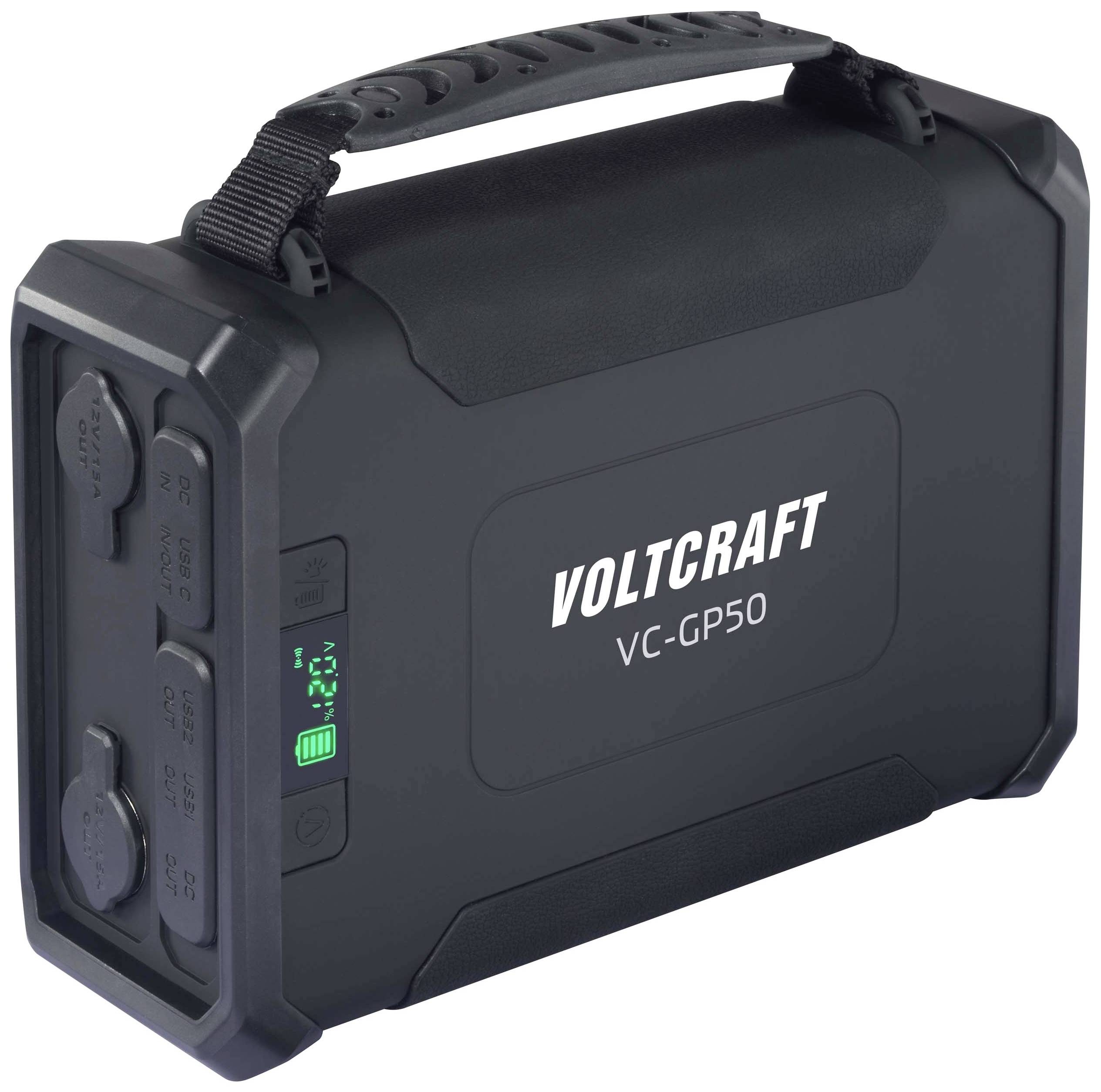 VOLTCRAFT VC-GP50 Powerbank 96000 mAh USB PD 2.0 Li-Ion Schwarz (matt) gleichzeitiges Laden und Entladen, LED Taschenlampe